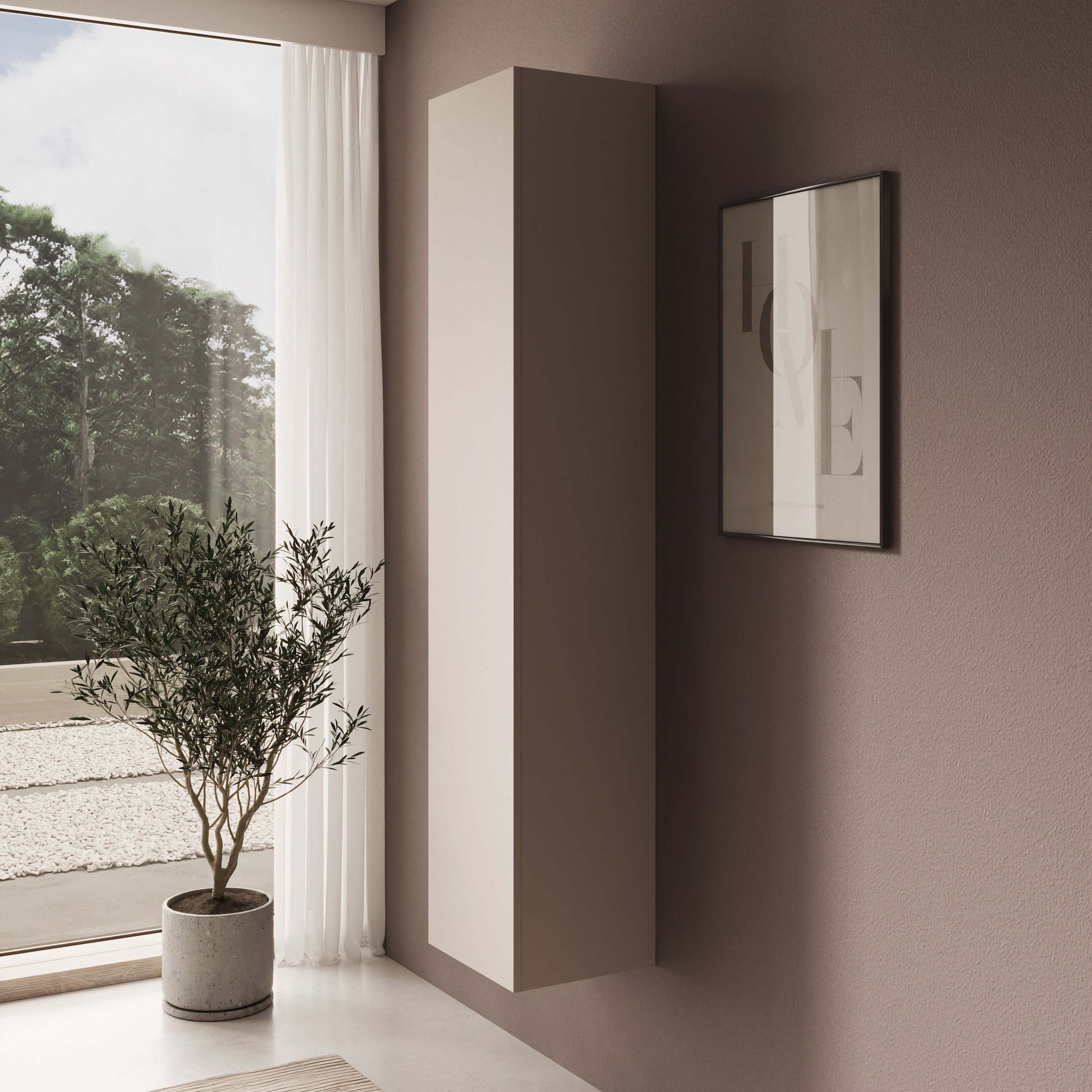 Gelvio - Vitrinekast - Beige - 35x32x168 cm