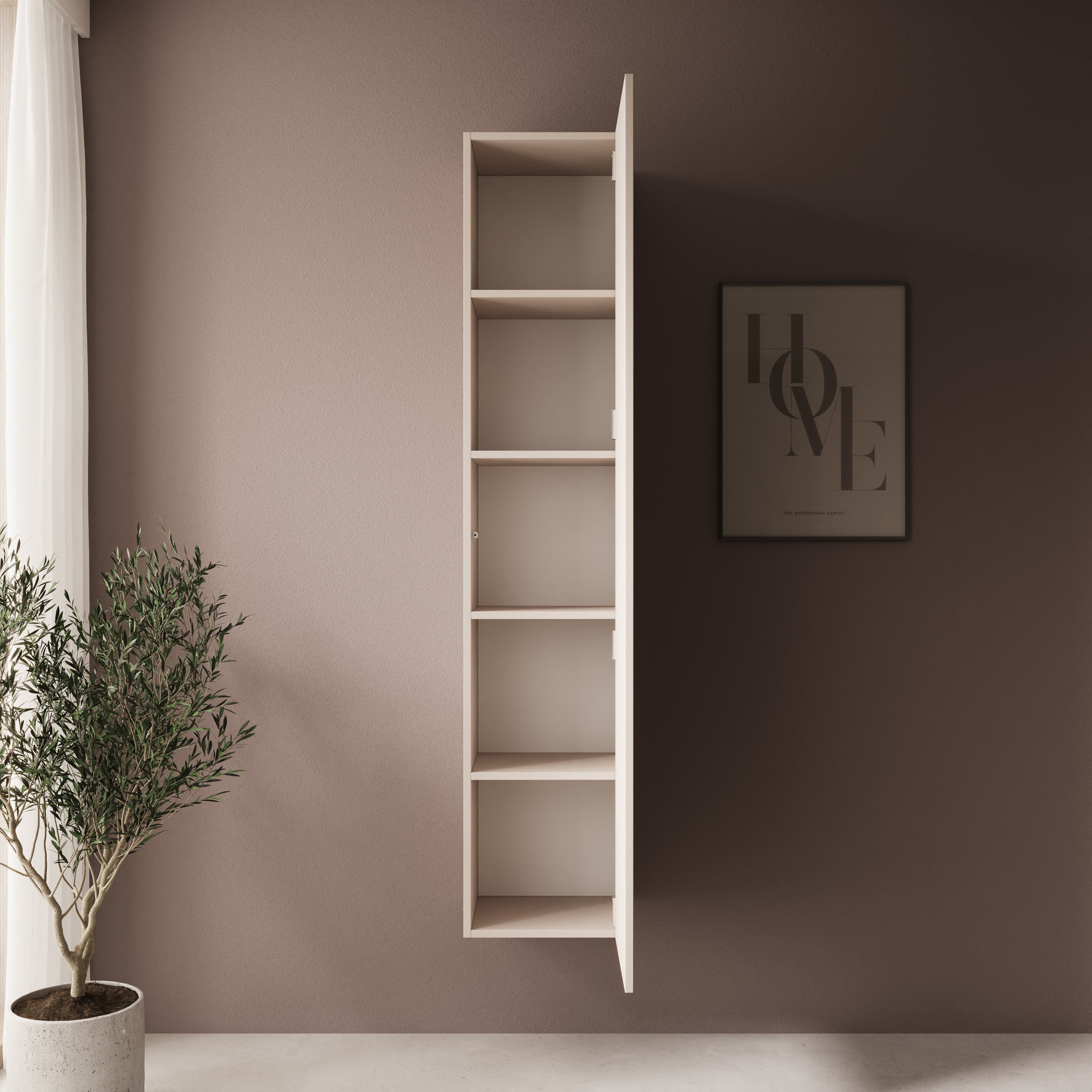 Gelvio - Vitrinekast - Beige - 35x32x168 cm