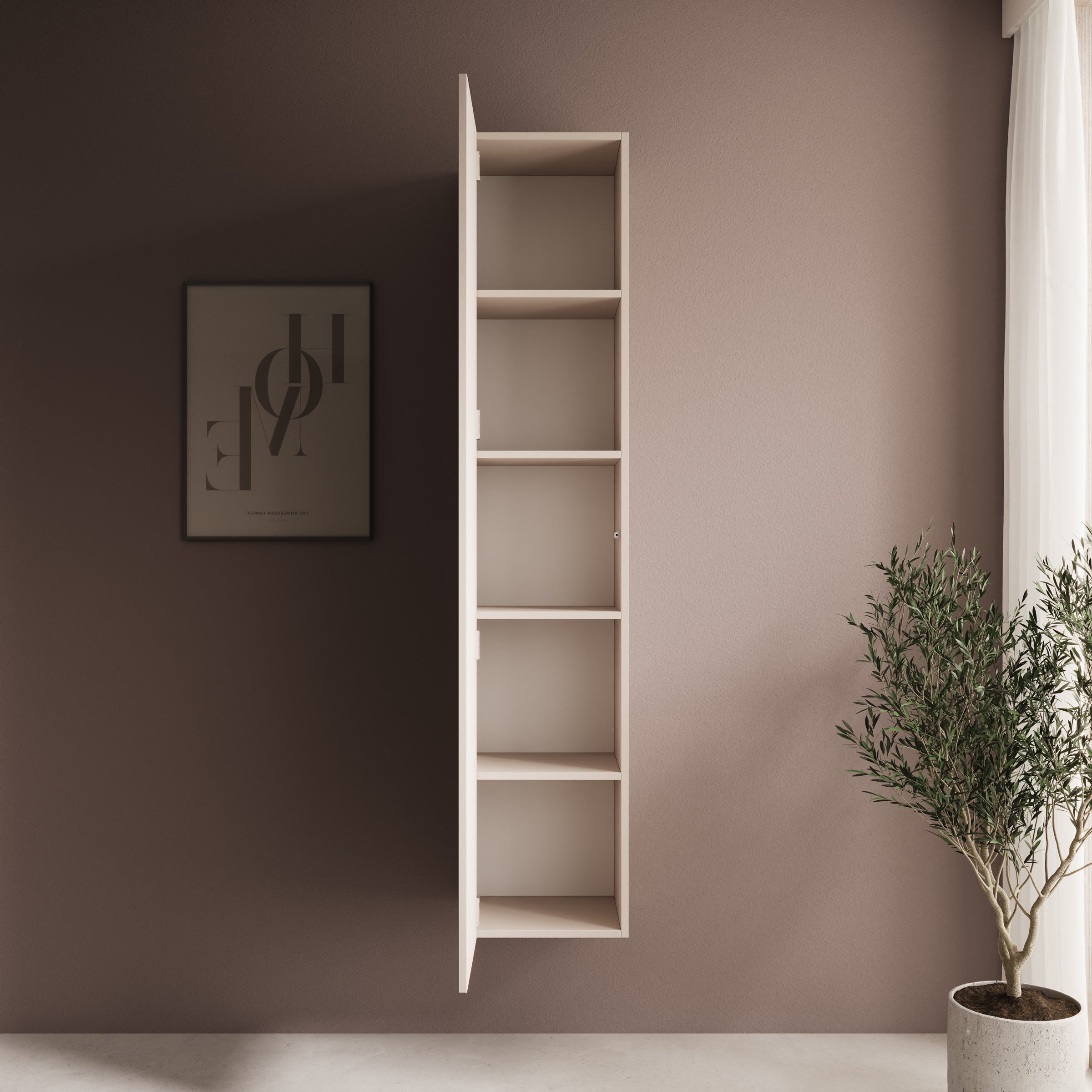 Gelvio - Vitrinekast - Beige - 35x32x168 cm