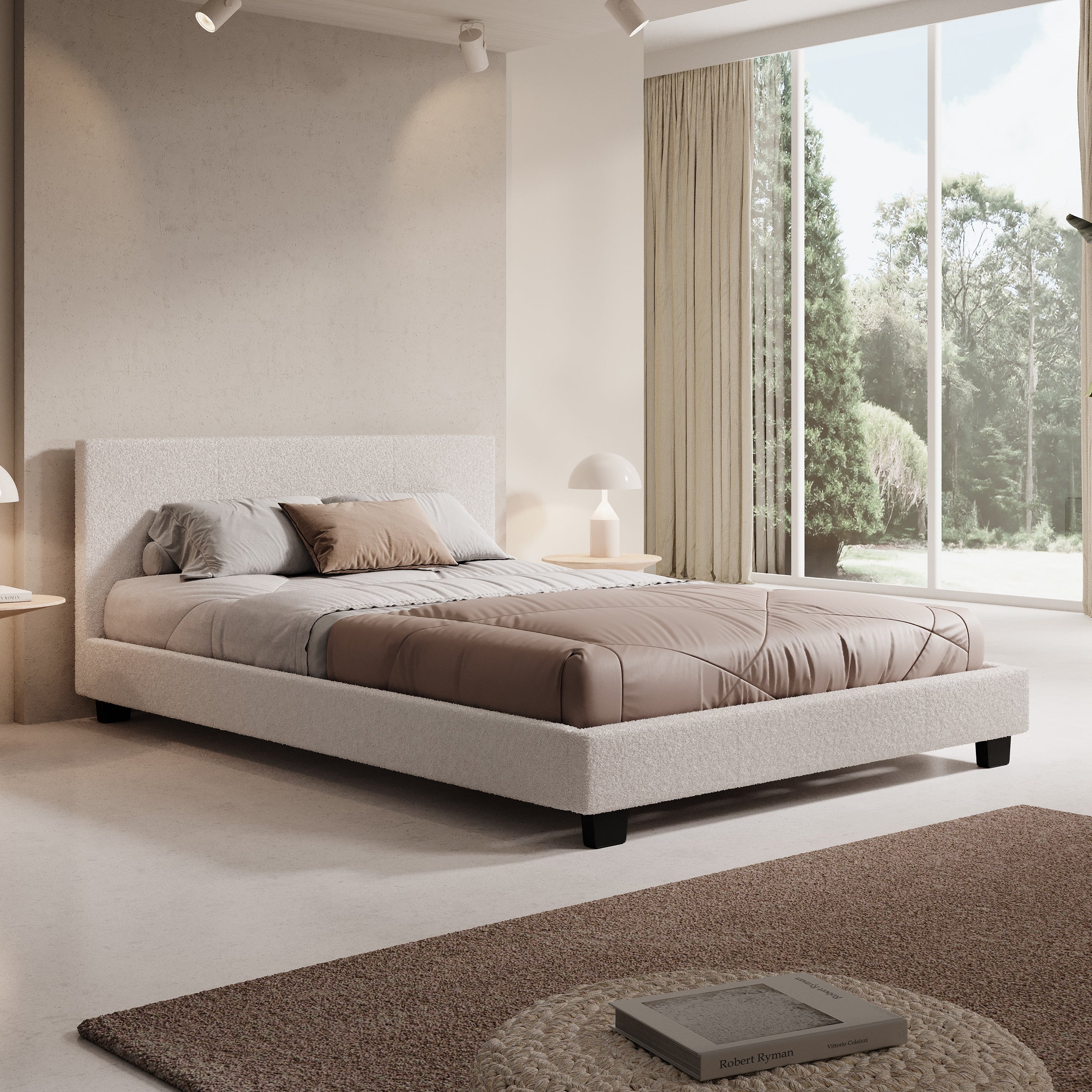 George - Tweepersoonsbed - Teddystof Wit - 140x200x78 cm