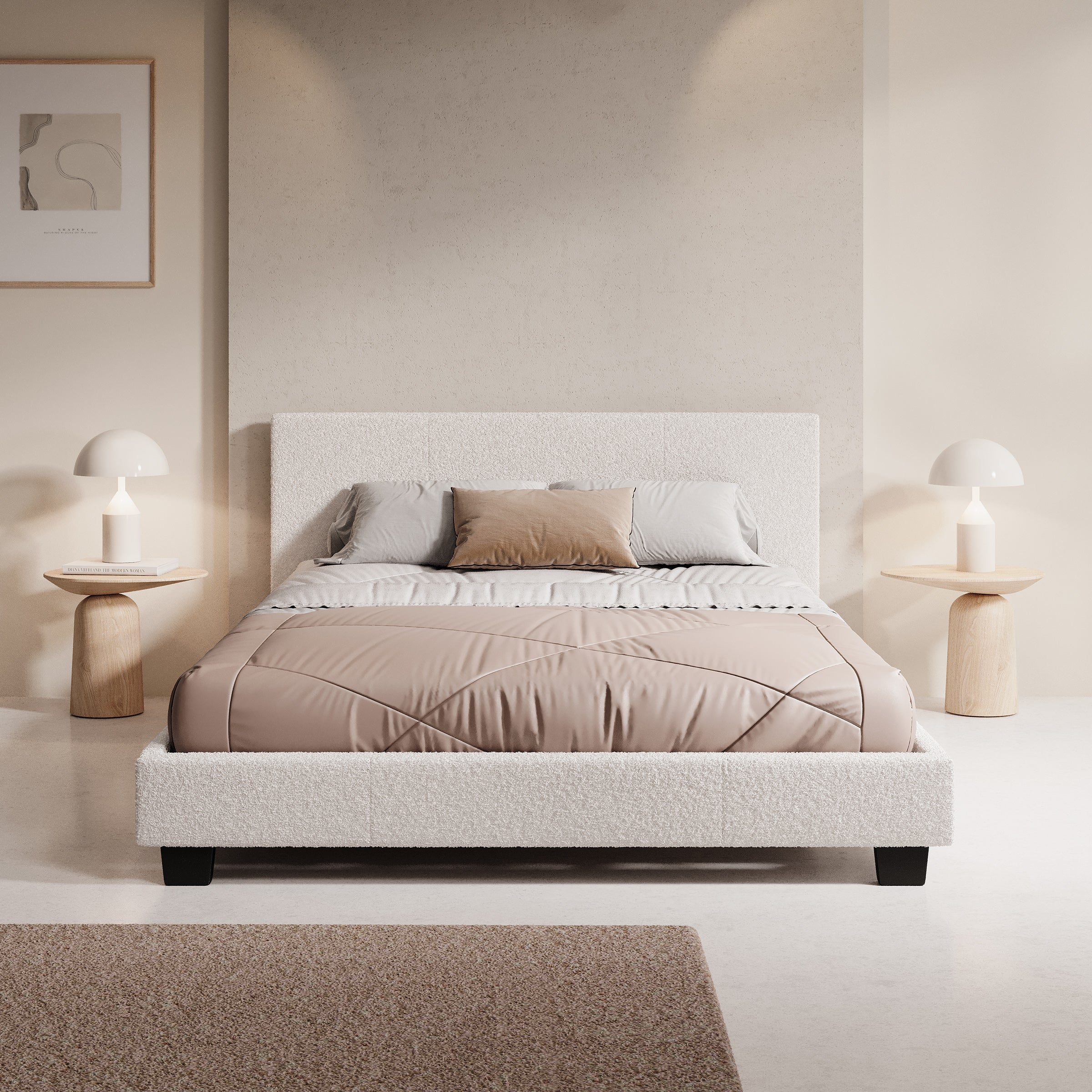 George - Tweepersoonsbed - Teddystof Wit - 140x200x78 cm