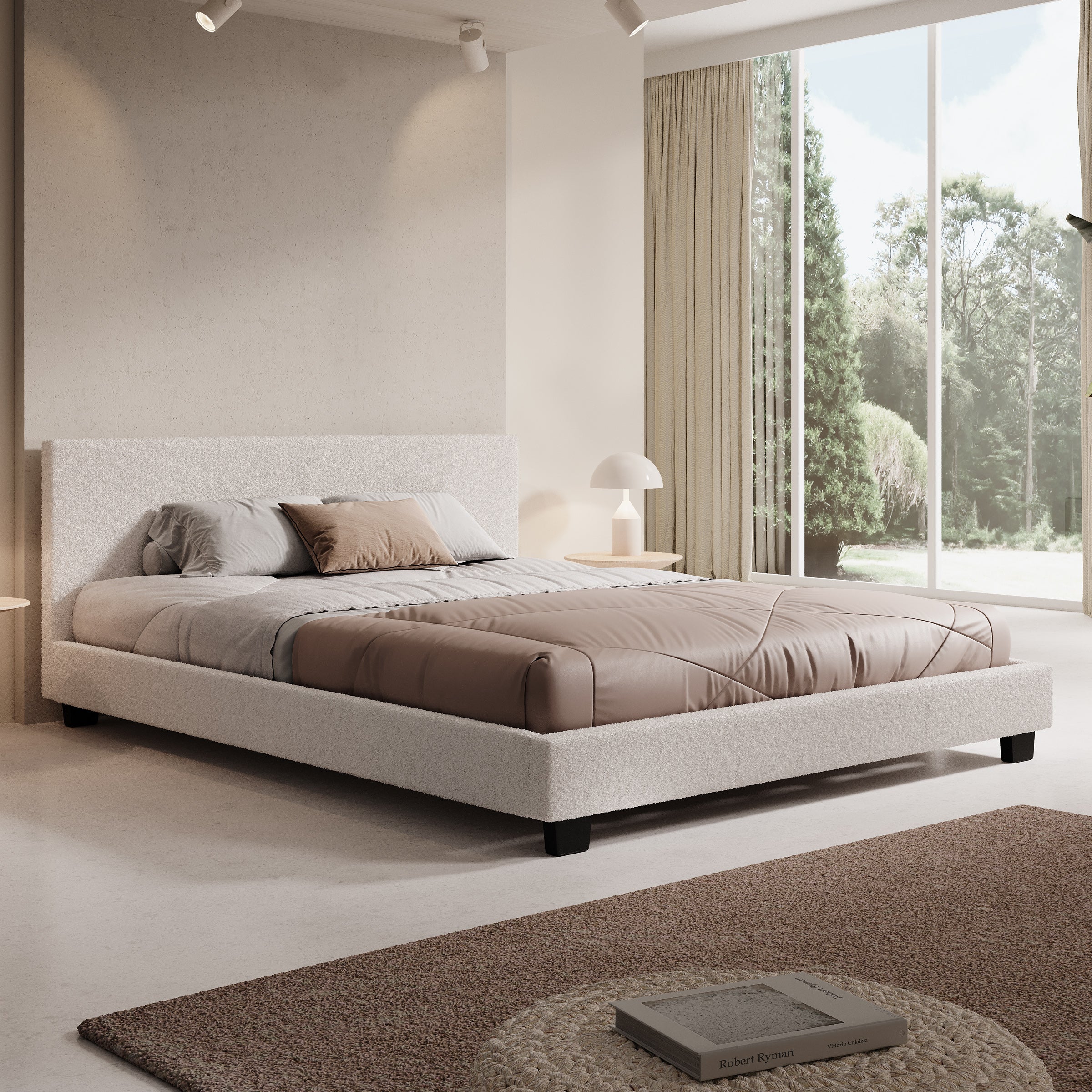 George - Tweepersoonsbed - Teddystof Wit - 160x200x78 cm
