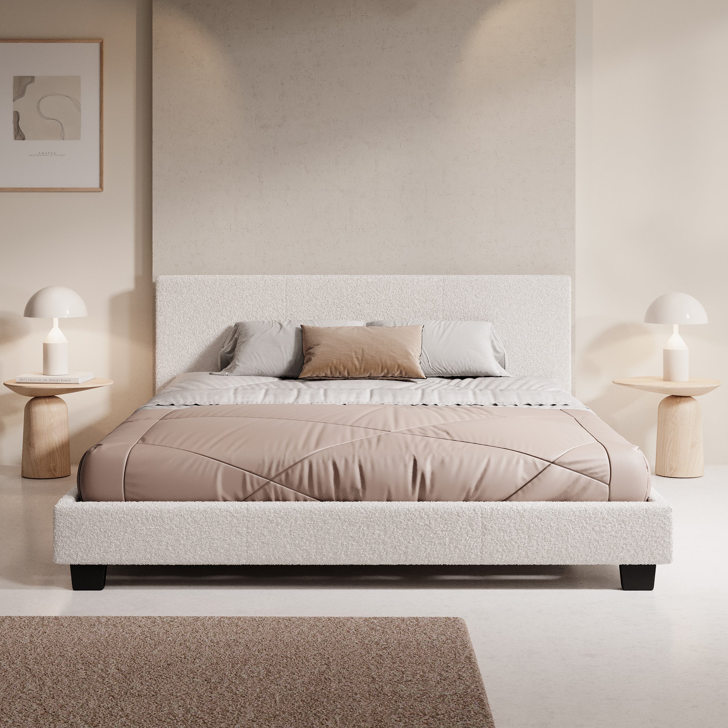 George - Tweepersoonsbed - Teddystof Wit - 160x200x78 cm