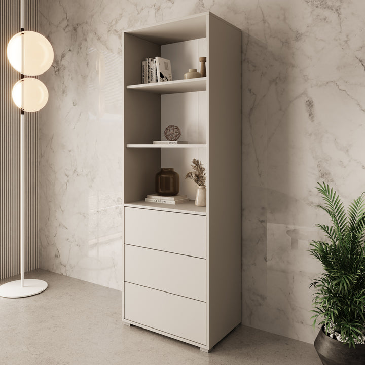 Gideon - Boekenkast - Beige - 60x40x178 cm