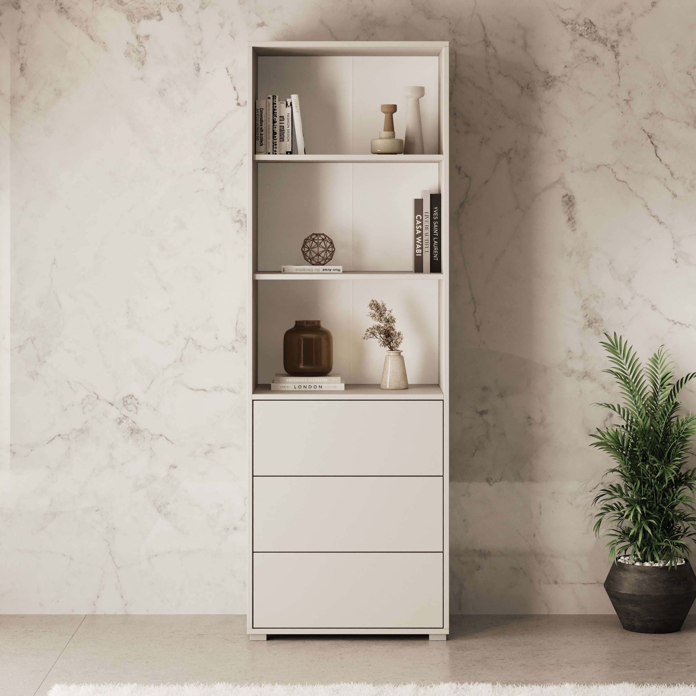 Gideon - Boekenkast - Beige - 60x40x178 cm