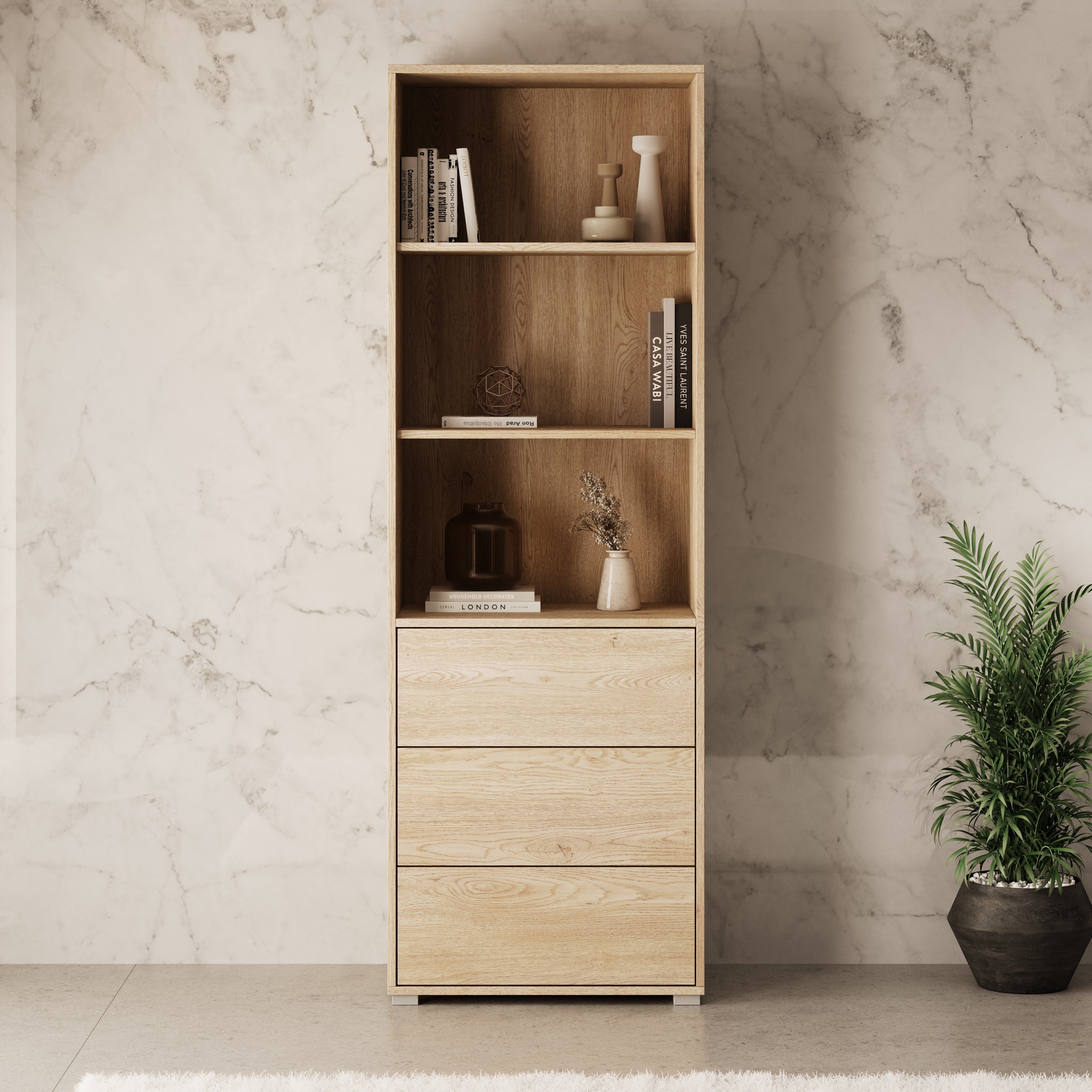 Gideon - Boekenkast - Eikenpatroon - 60x40x178 cm