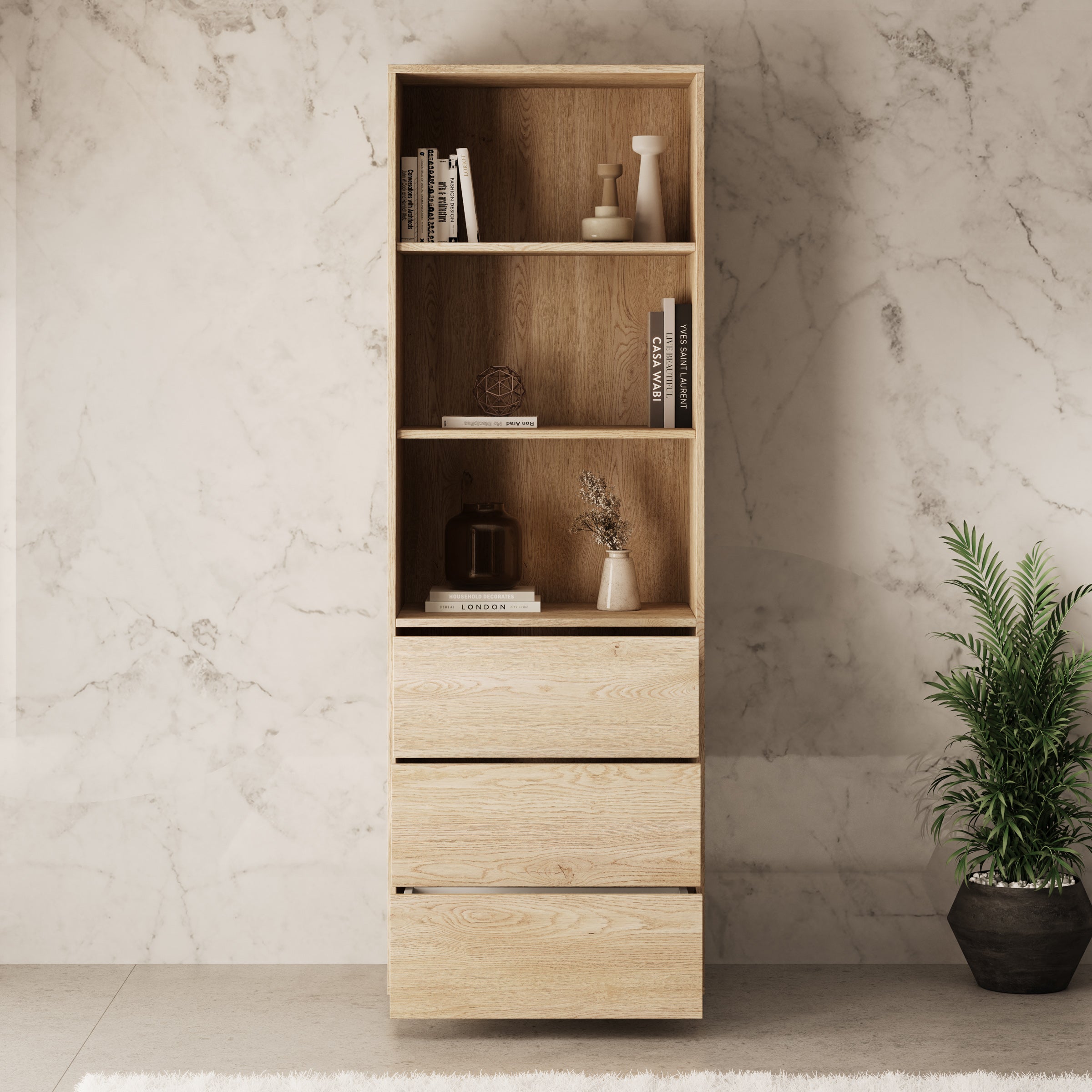 Gideon - Boekenkast - Eikenpatroon - 60x40x178 cm