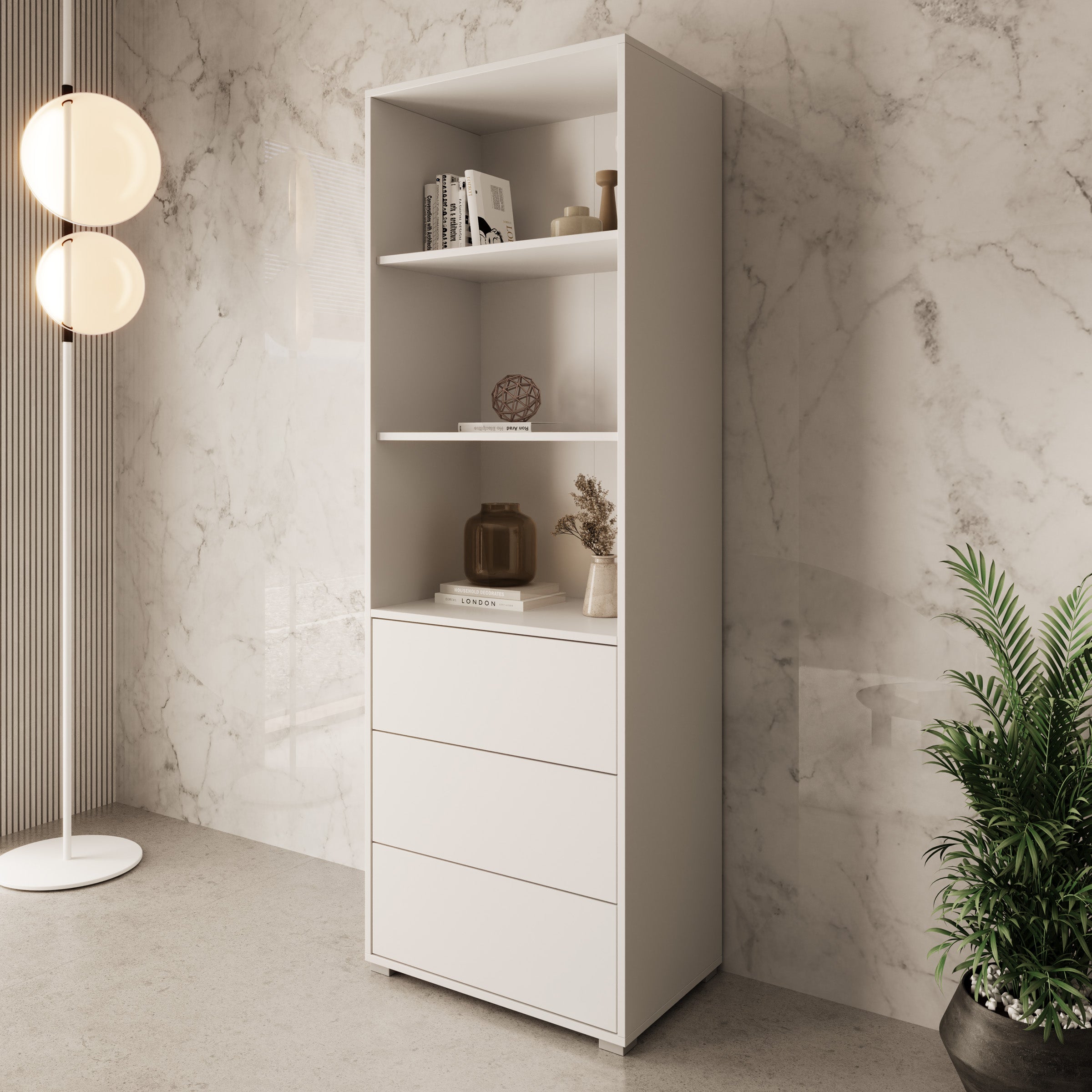 Gideon - Boekenkast - Wit - 60x40x178 cm
