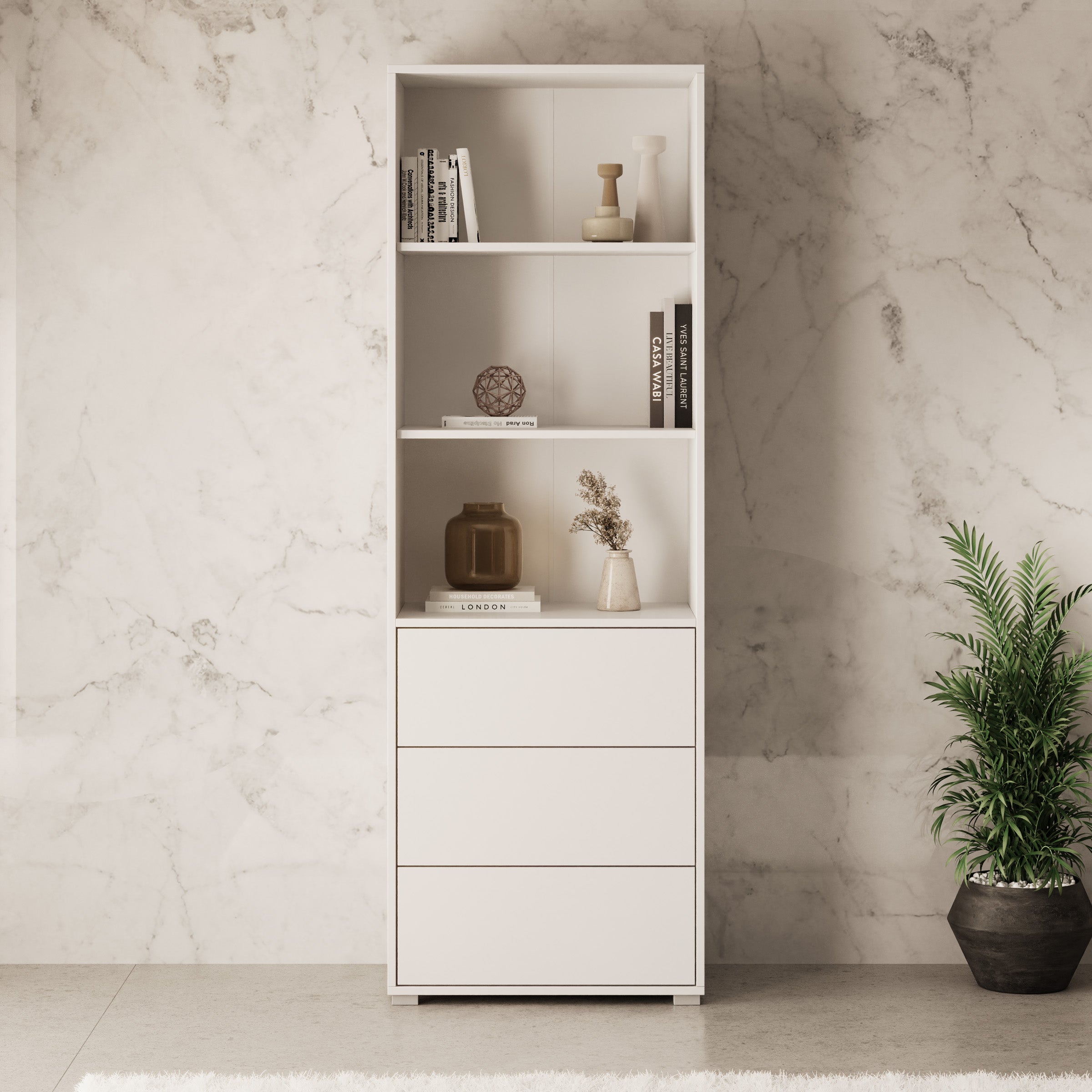 Gideon - Boekenkast - Wit - 60x40x178 cm