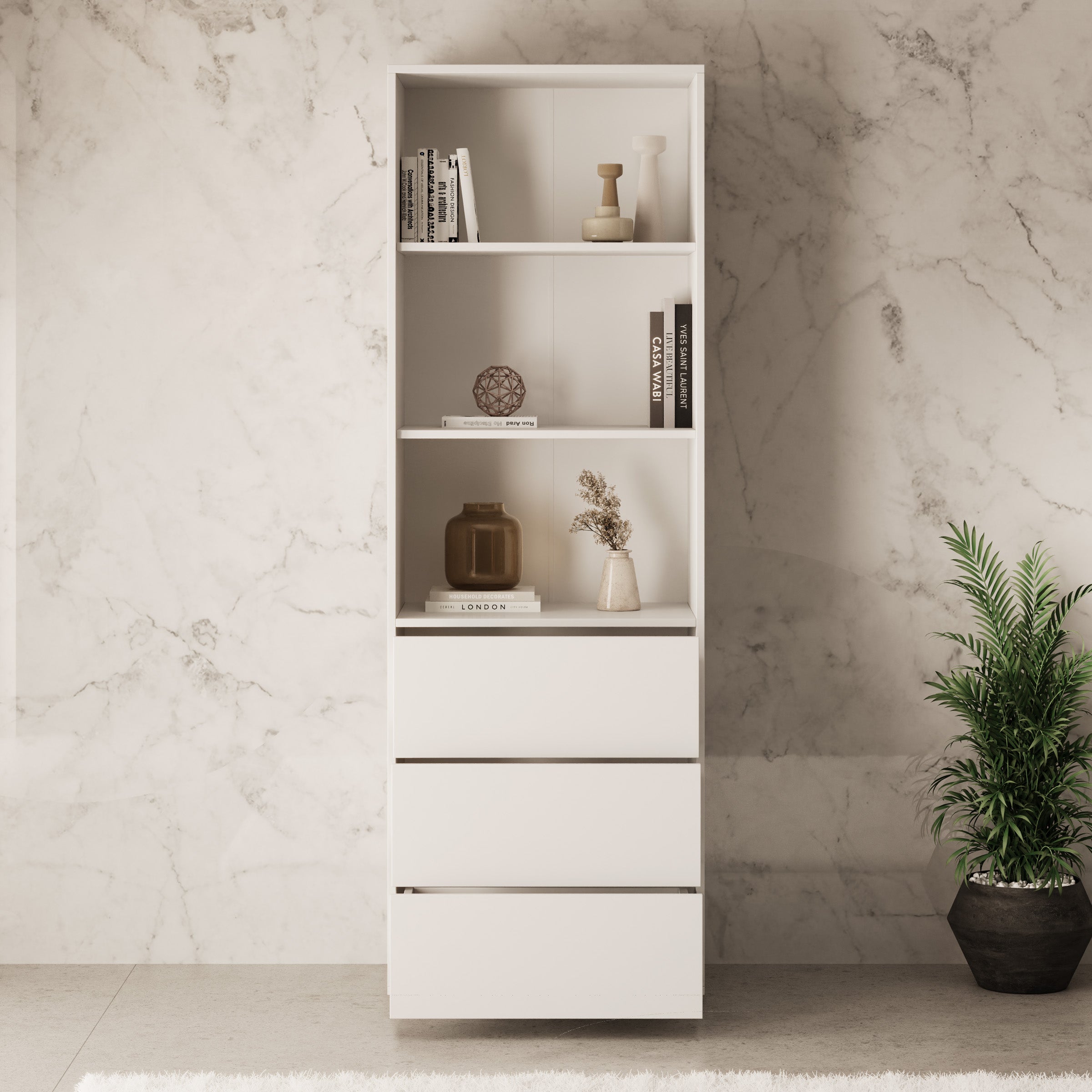 Gideon - Boekenkast - Wit - 60x40x178 cm