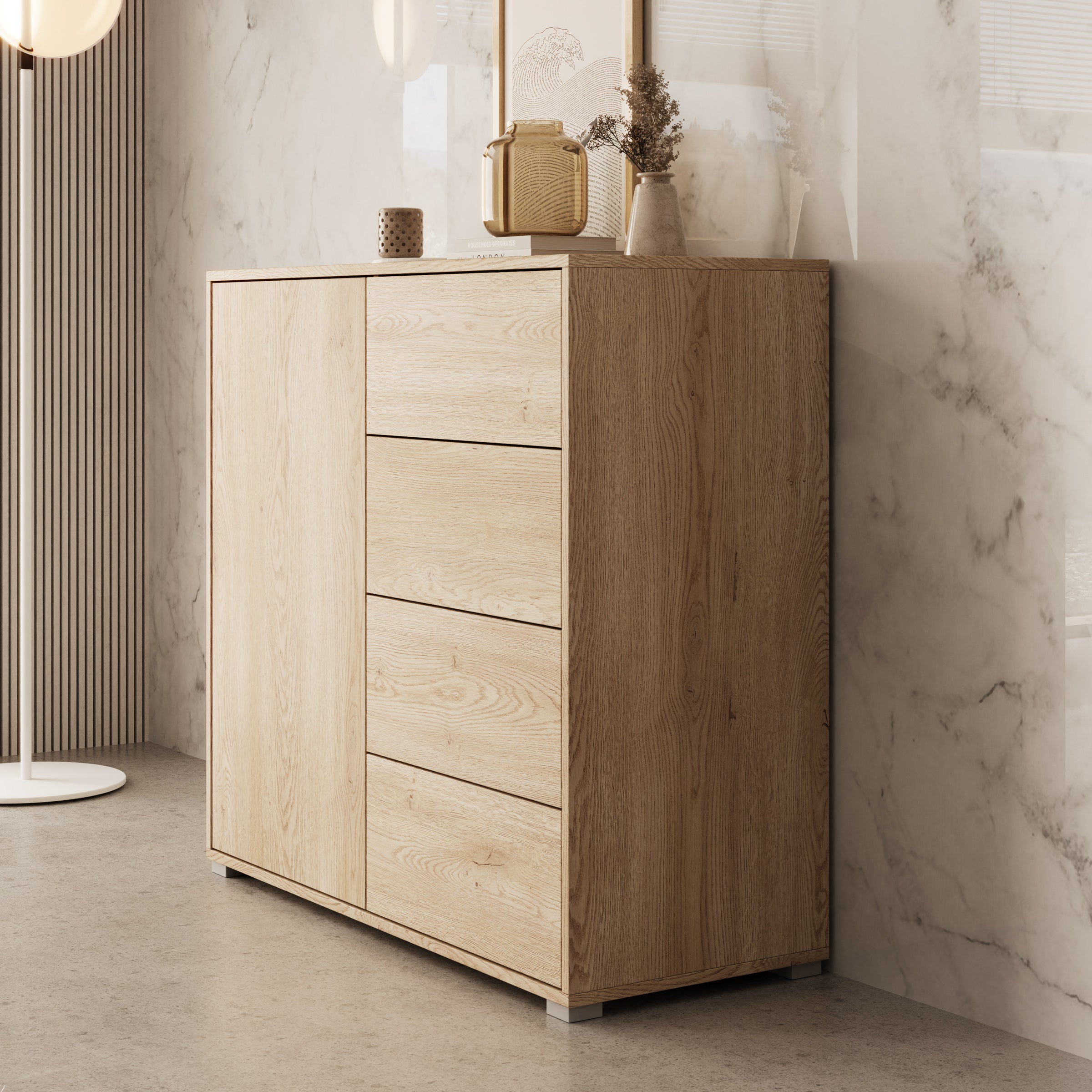 Gideon - Dressoir - Eikenpatroon - 100x41x93 cm