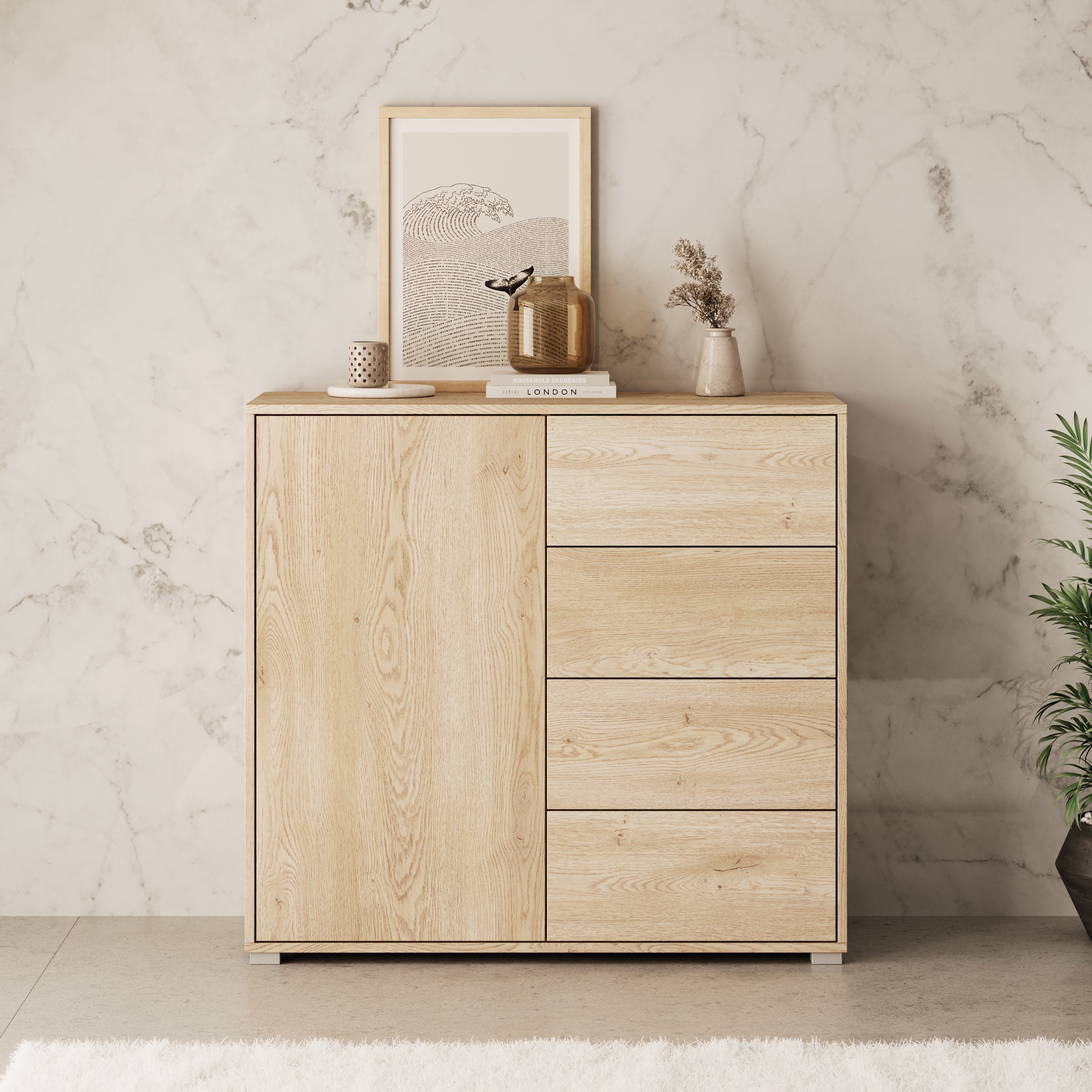 Gideon - Dressoir - Eikenpatroon - 100x41x93 cm