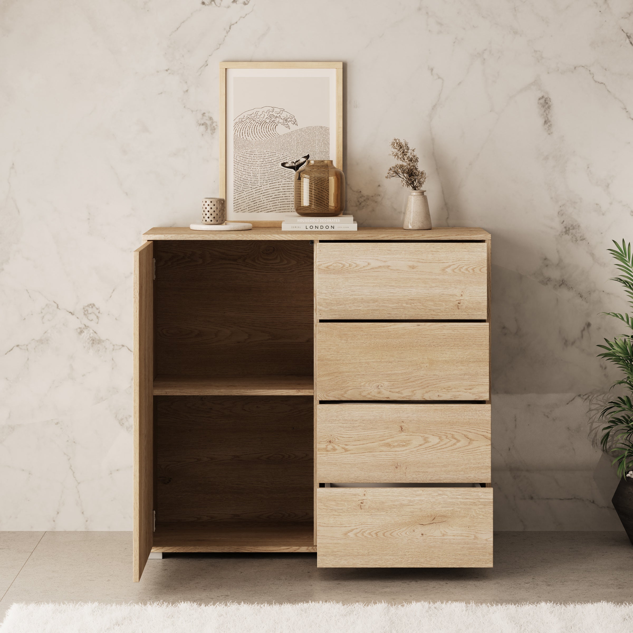 Gideon - Dressoir - Eikenpatroon - 100x41x93 cm