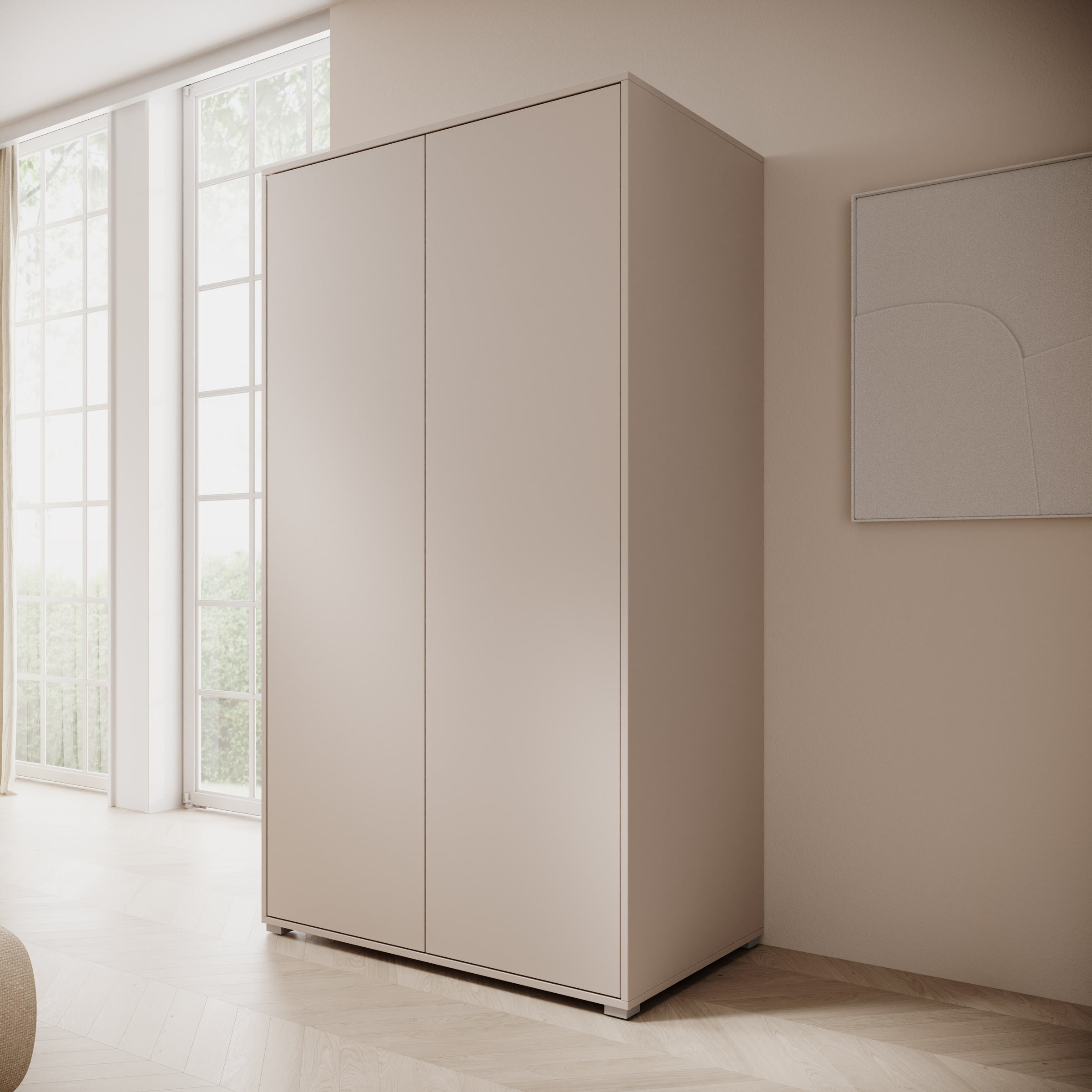 Gideon - Kledingkast 2-deurs - Beige - 100x59x178 cm