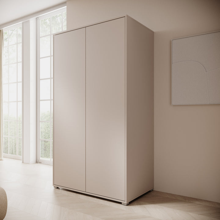 Gideon - Kledingkast 2-deurs - Beige - 100x59x178 cm