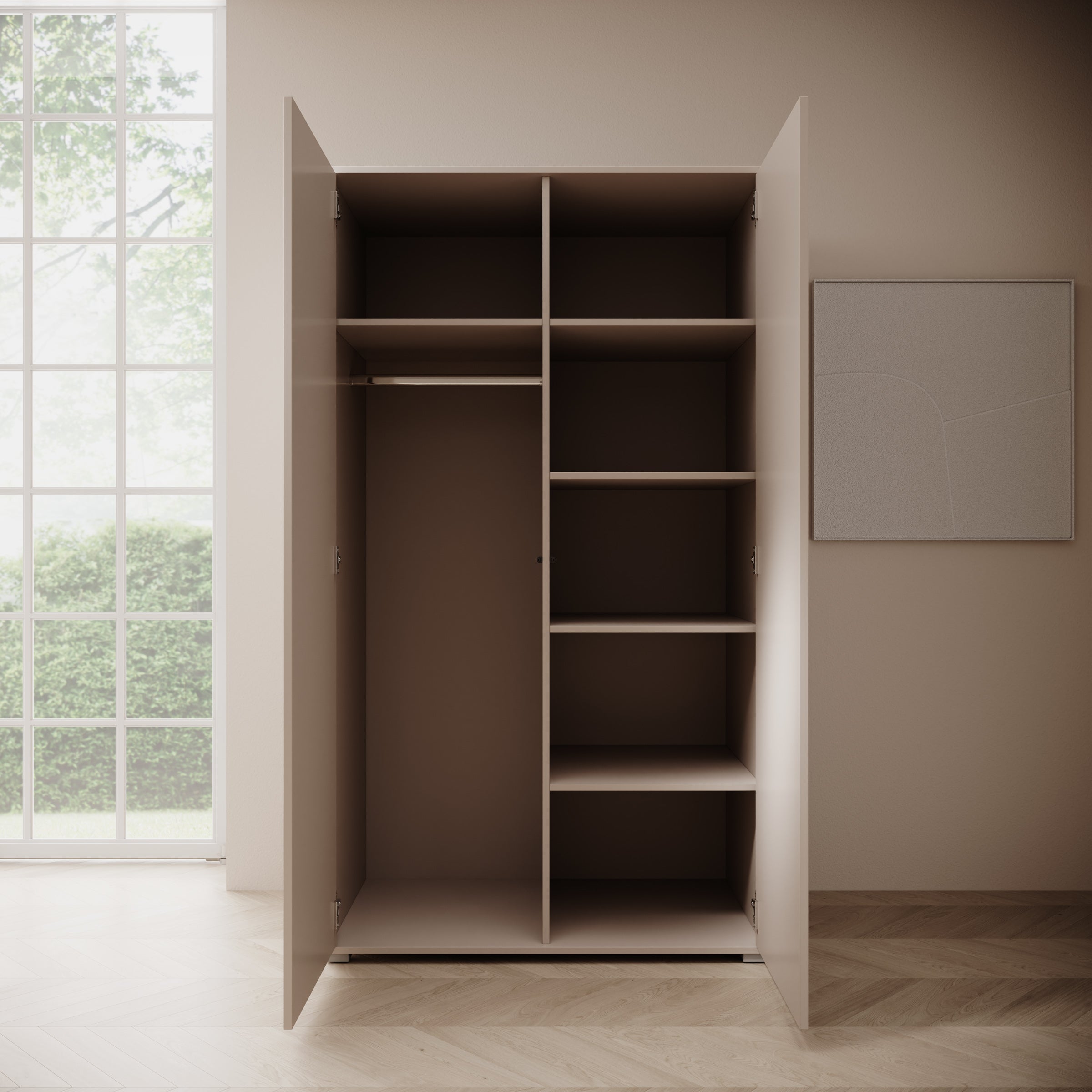 Gideon - Kledingkast 2-deurs - Beige - 100x59x178 cm