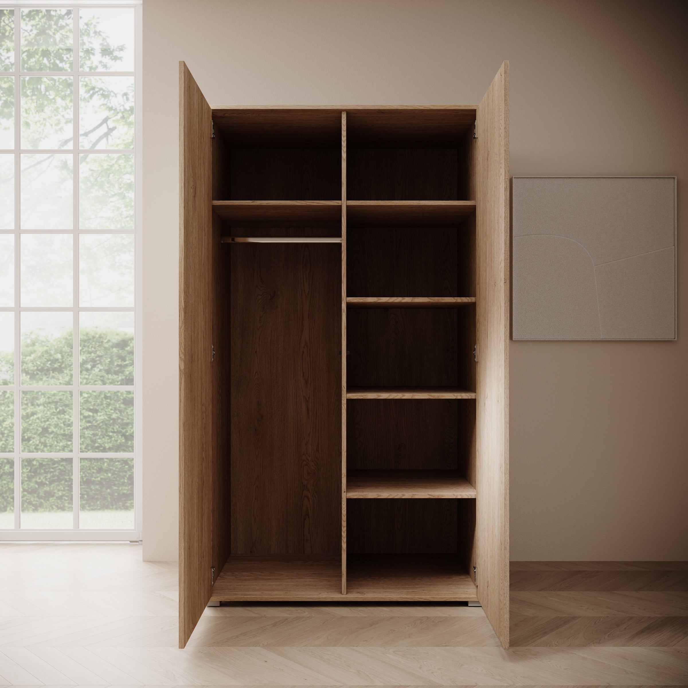 Gideon - Kledingkast 2-deurs - Eikenpatroon - 100x59x178 cm