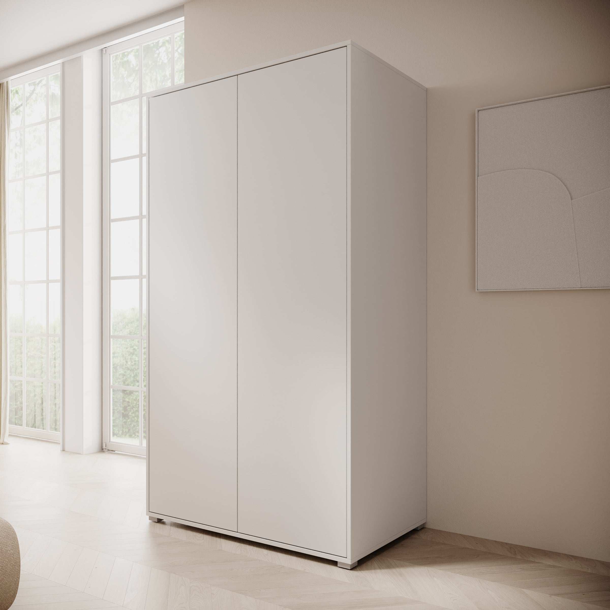 Gideon - Kledingkast 2-deurs - Wit - 100x59x178 cm