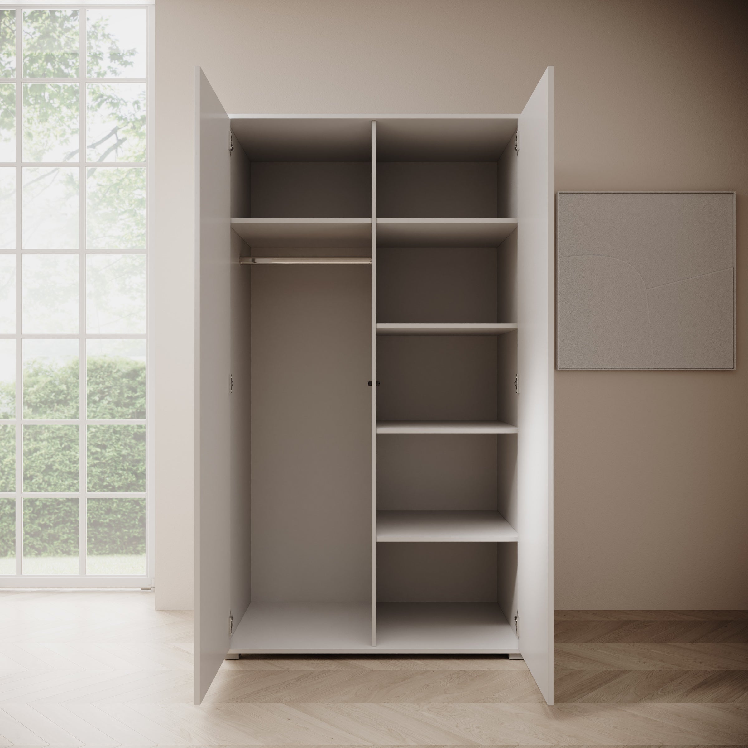 Gideon - Kledingkast 2-deurs - Wit - 100x59x178 cm