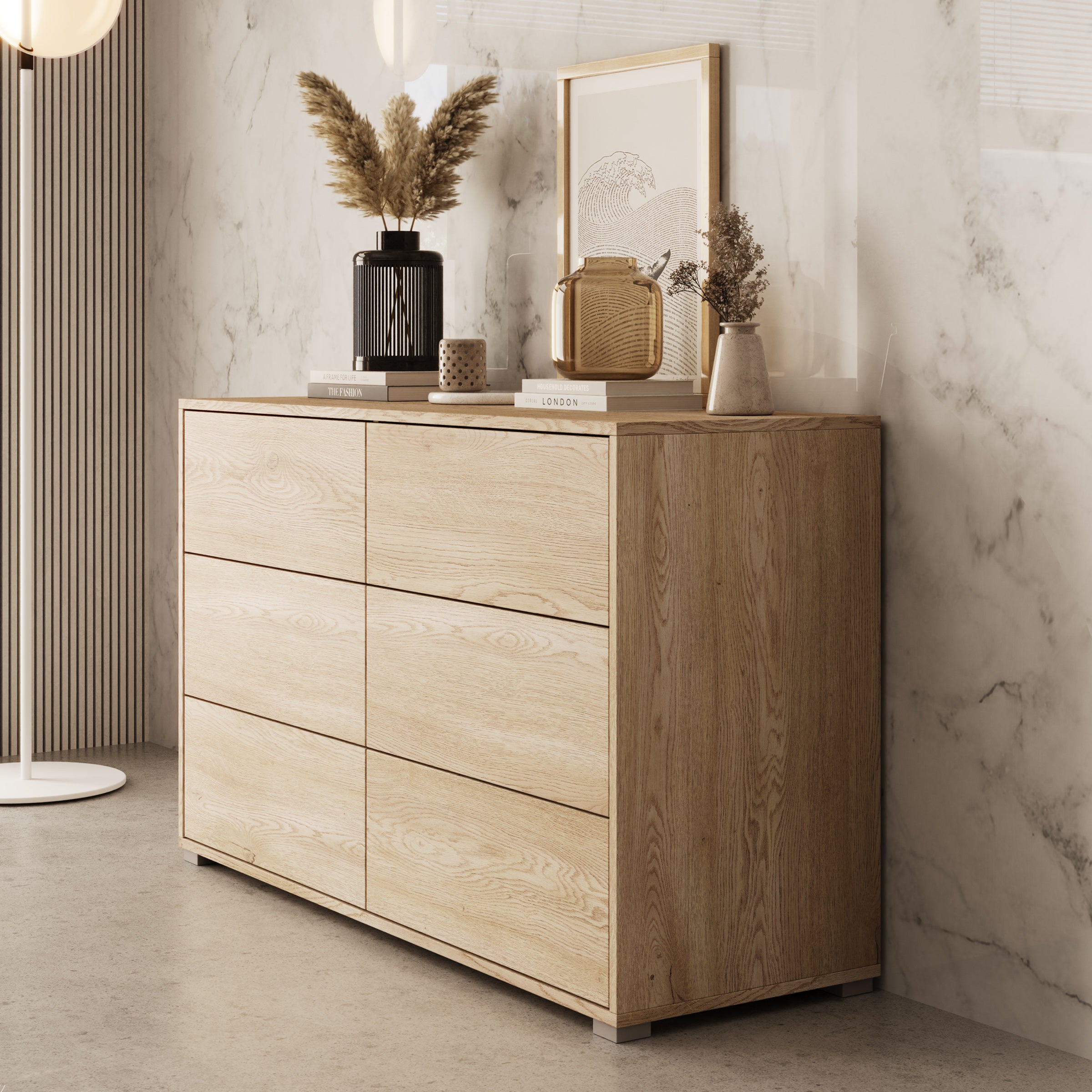 Gideon - Ladekast - Eikenpatroon - 120x41x73