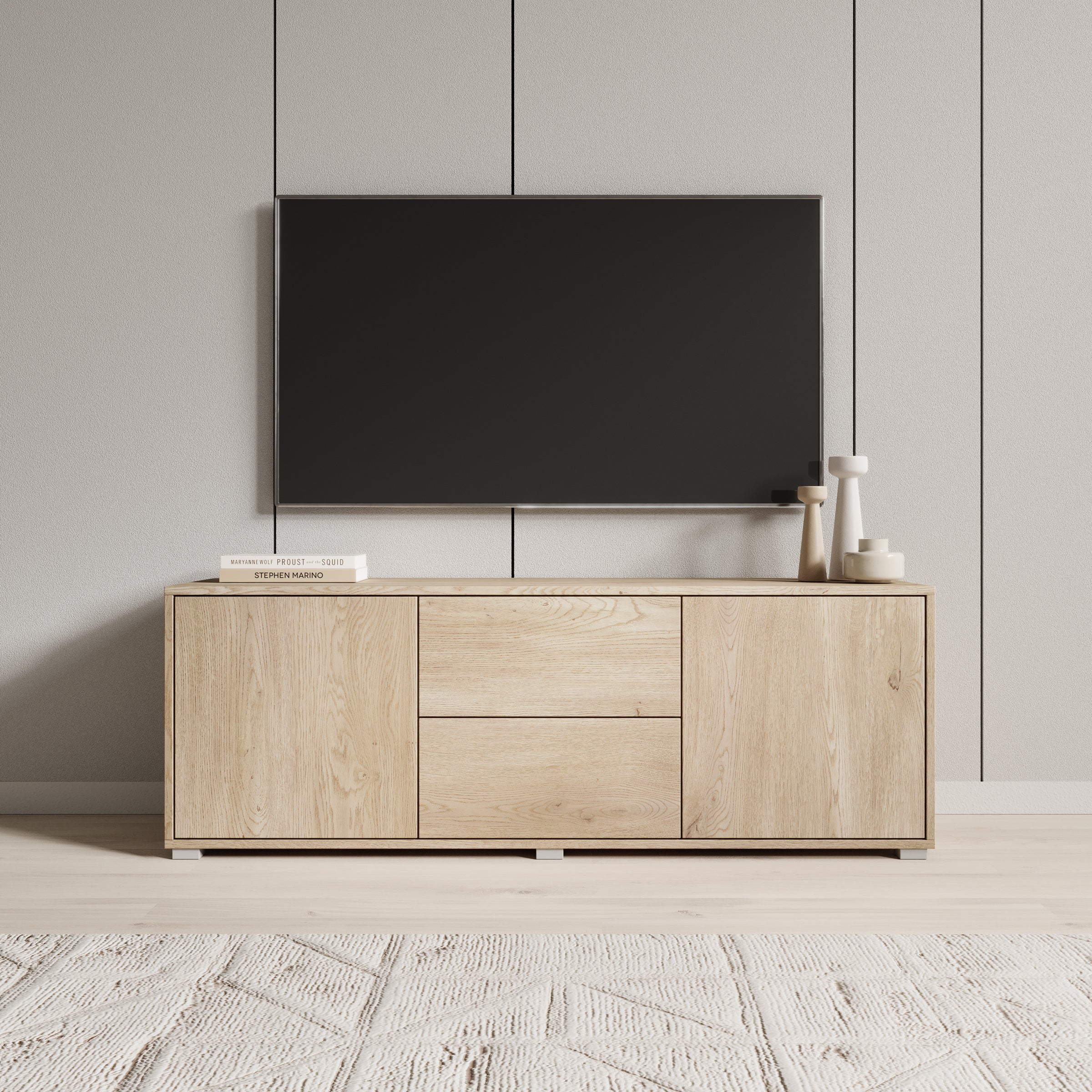 Gideon - TV-Meubel - Eikenpatroon - 141x41x50 cm