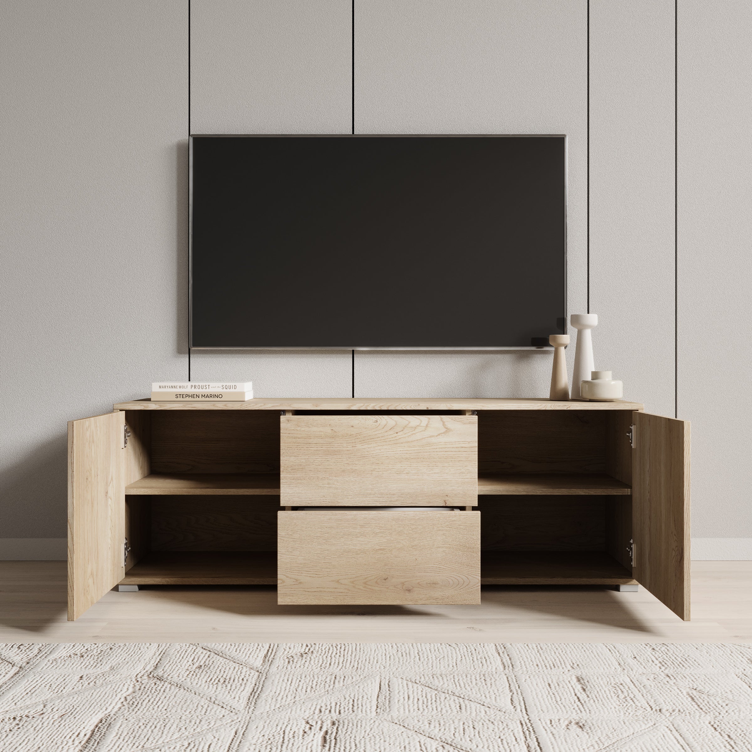 Gideon - TV-Meubel - Eikenpatroon - 141x41x50 cm