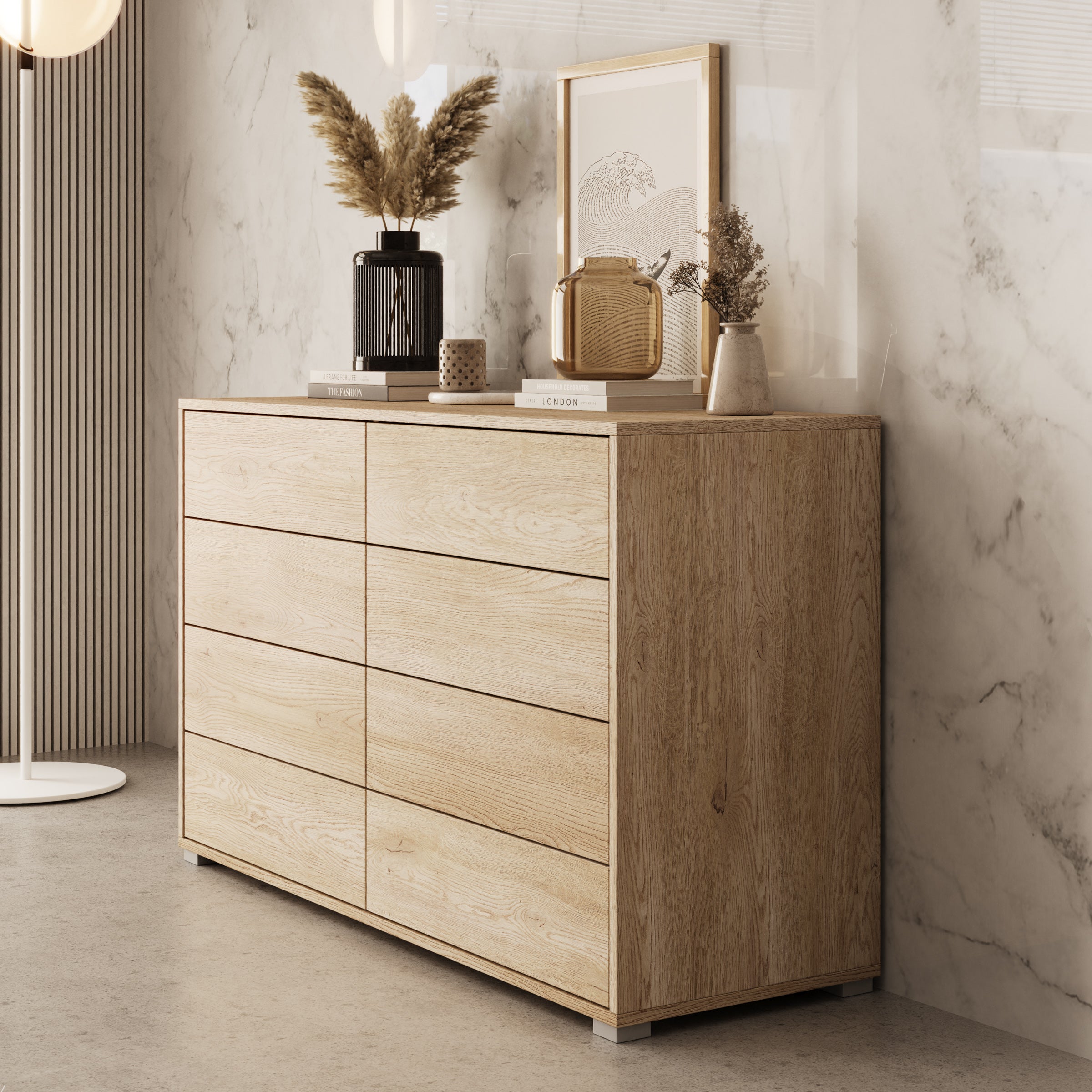 Gideon 2 - Ladekast - Eikenpatroon - 120x41x93 cm