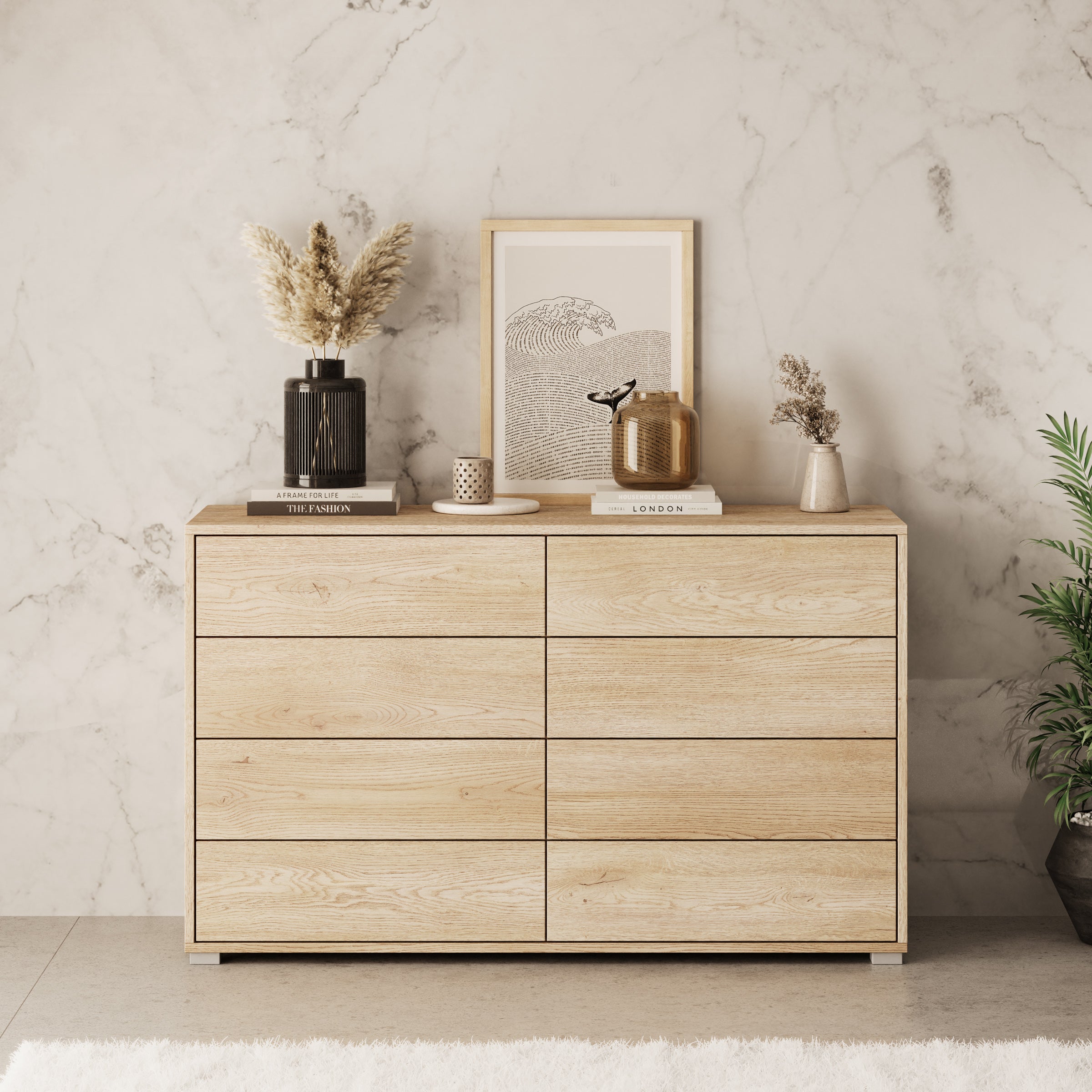 Gideon 2 - Ladekast - Eikenpatroon - 120x41x93 cm