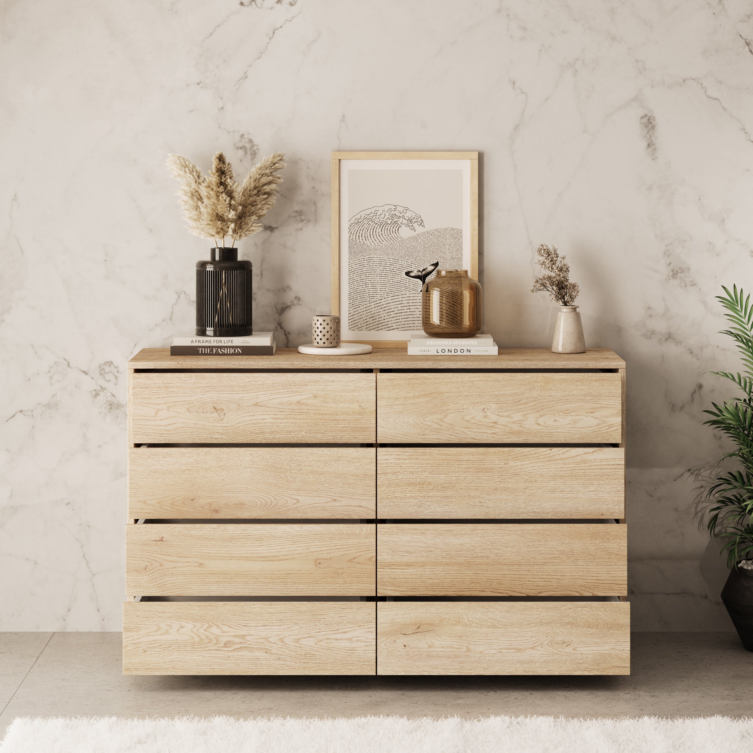 Gideon 2 - Ladekast - Eikenpatroon - 120x41x93 cm