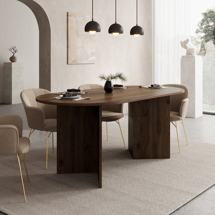 Glenne - Eetkamertafel ovaal - Donker eiken patroon - 185x90x75 cm