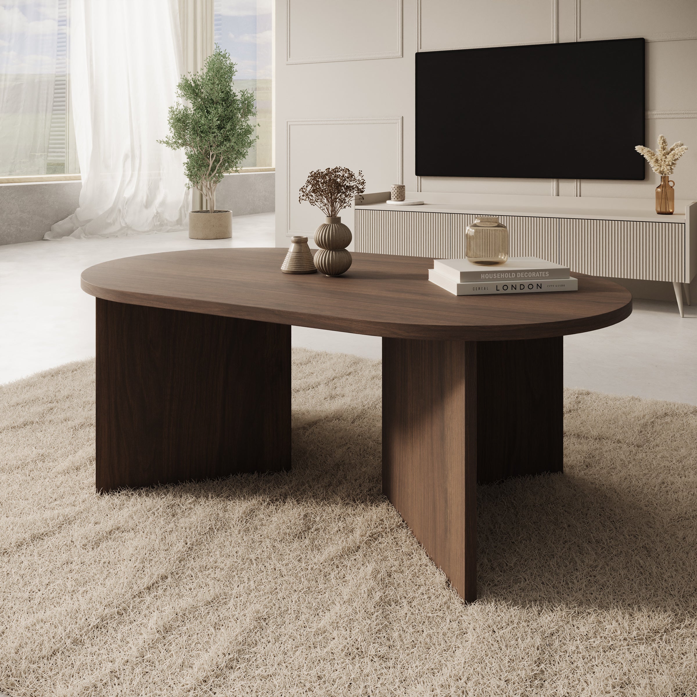 Glenne - Salontafel - Donker eikenpatroon - 110x65x42 cm