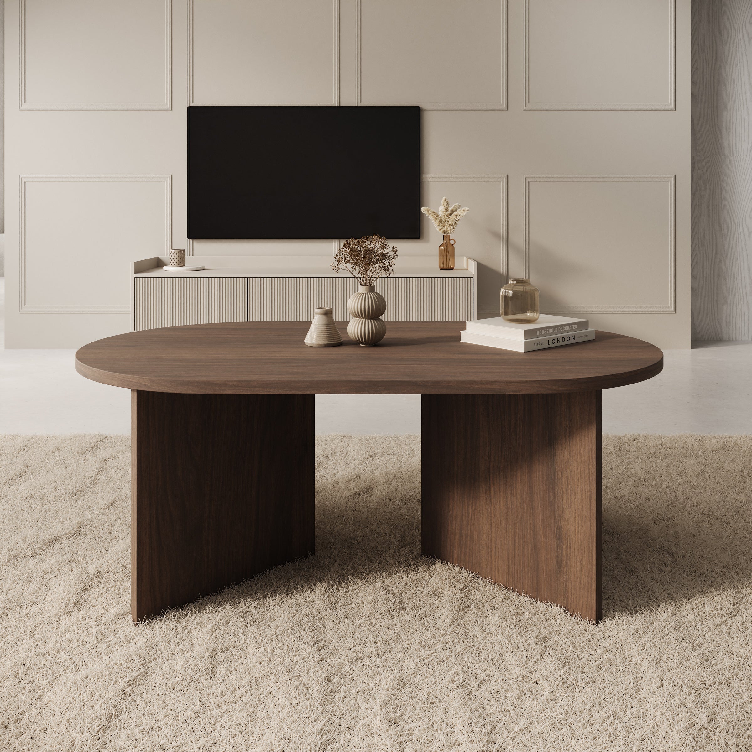 Glenne - Salontafel - Donker eikenpatroon - 110x65x42 cm