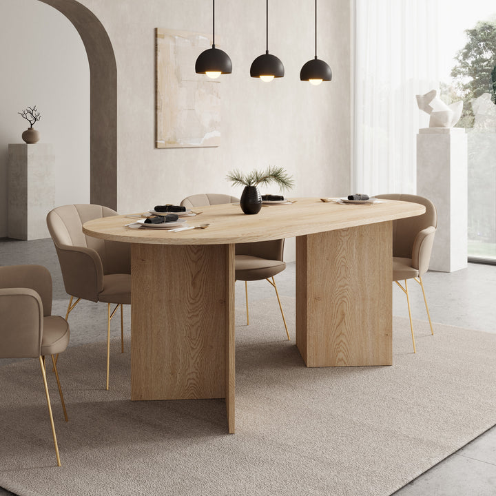 Glenne - Eetkamertafel ovaal - Licht eiken patroon - 185x90x75 cm
