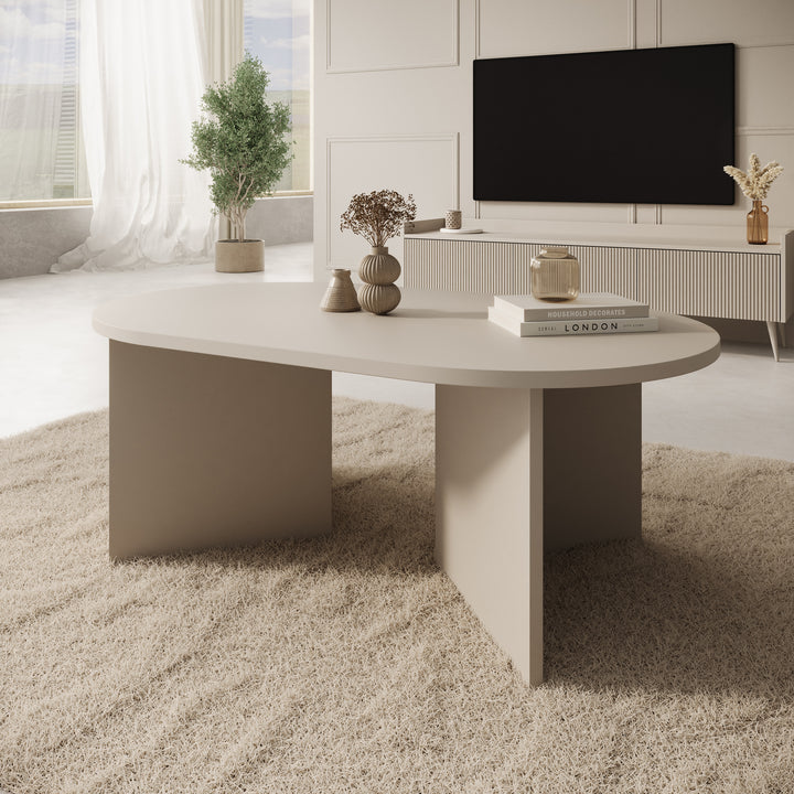 Glenne - Salontafel - Beige - 110x65x42 cm
