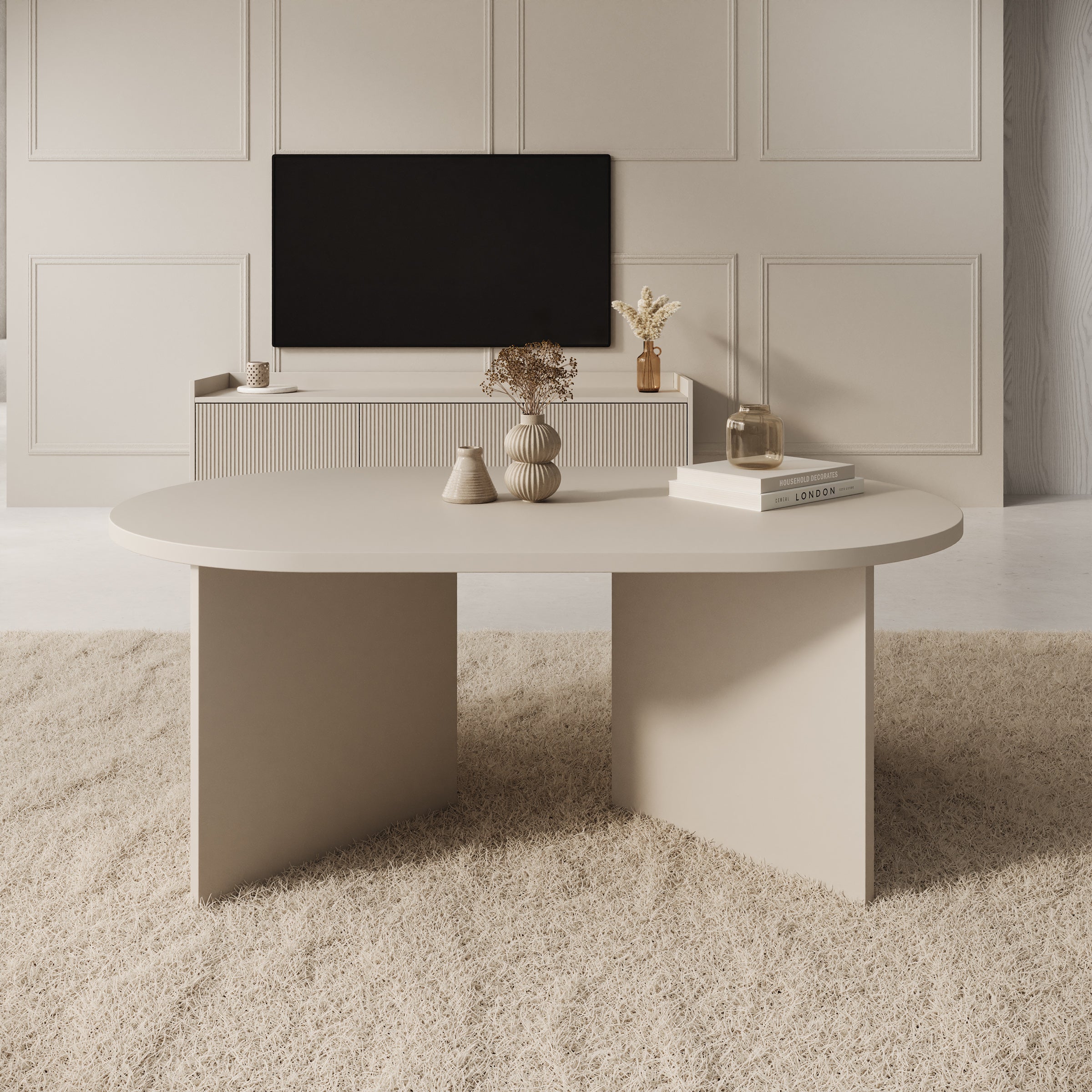 Glenne - Salontafel - Beige - 110x65x42 cm