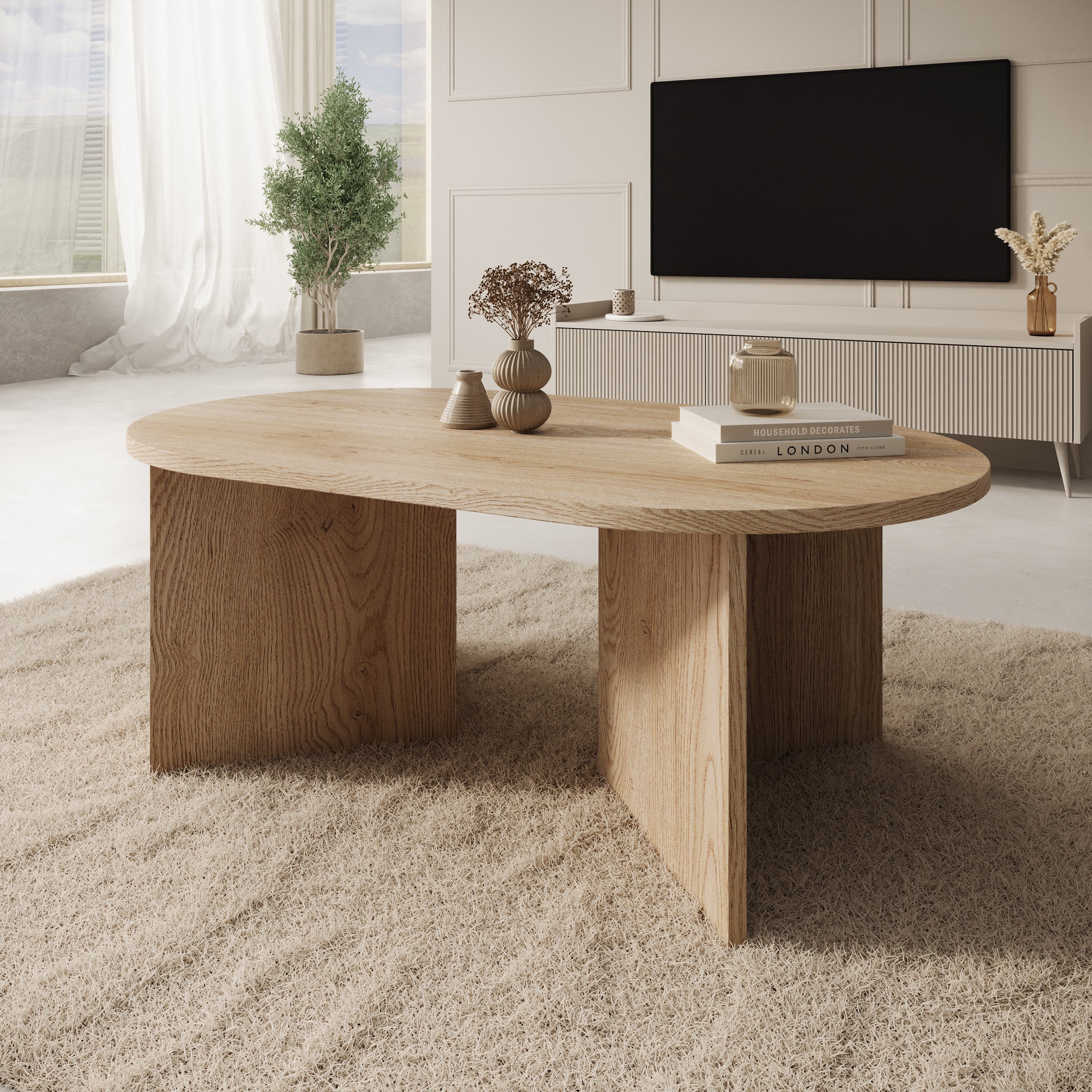 Glenne - Salontafel - Licht eikenpatroon - 110x65x42 cm