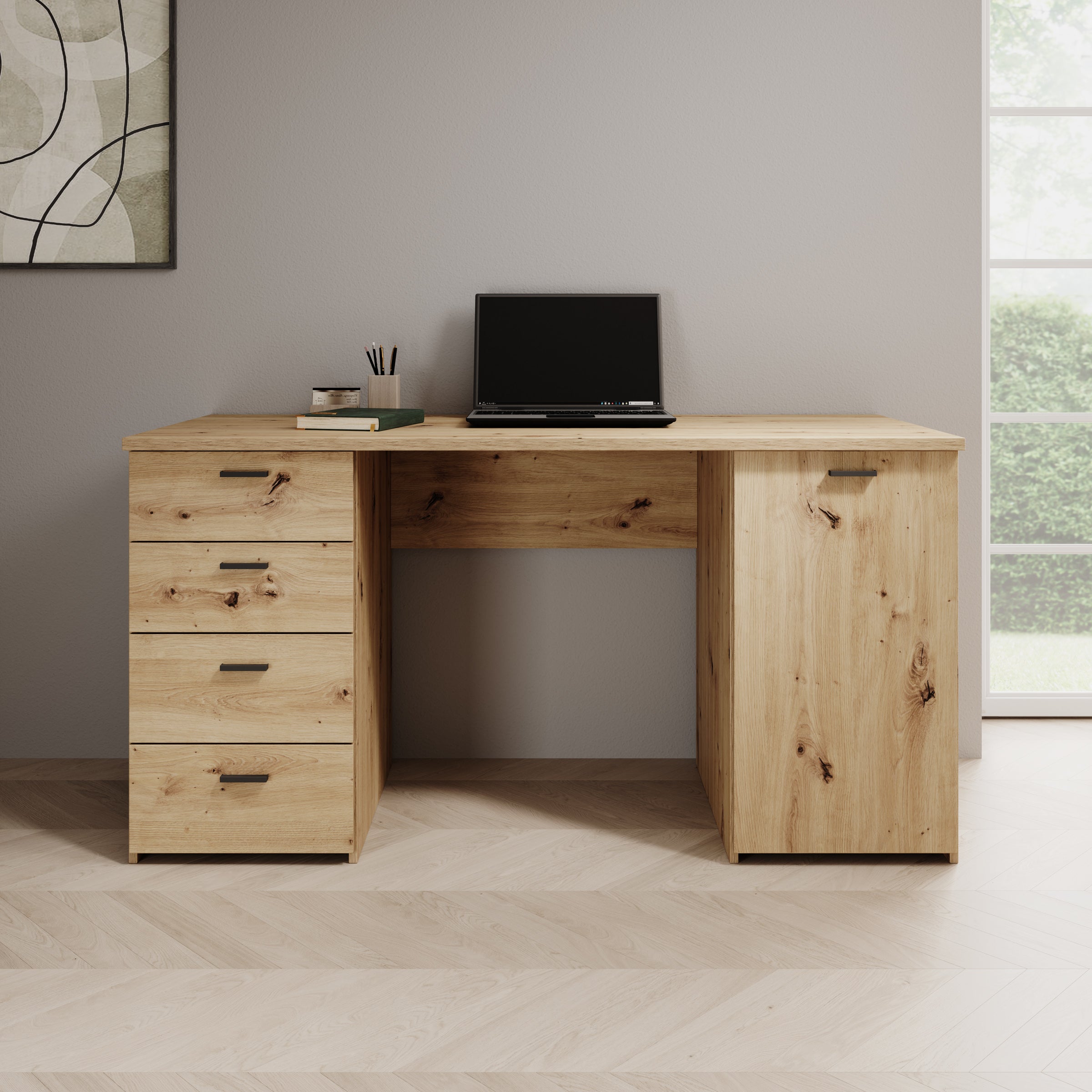 Glymp - Bureau - Eikenpatroon - 145x60x75 cm