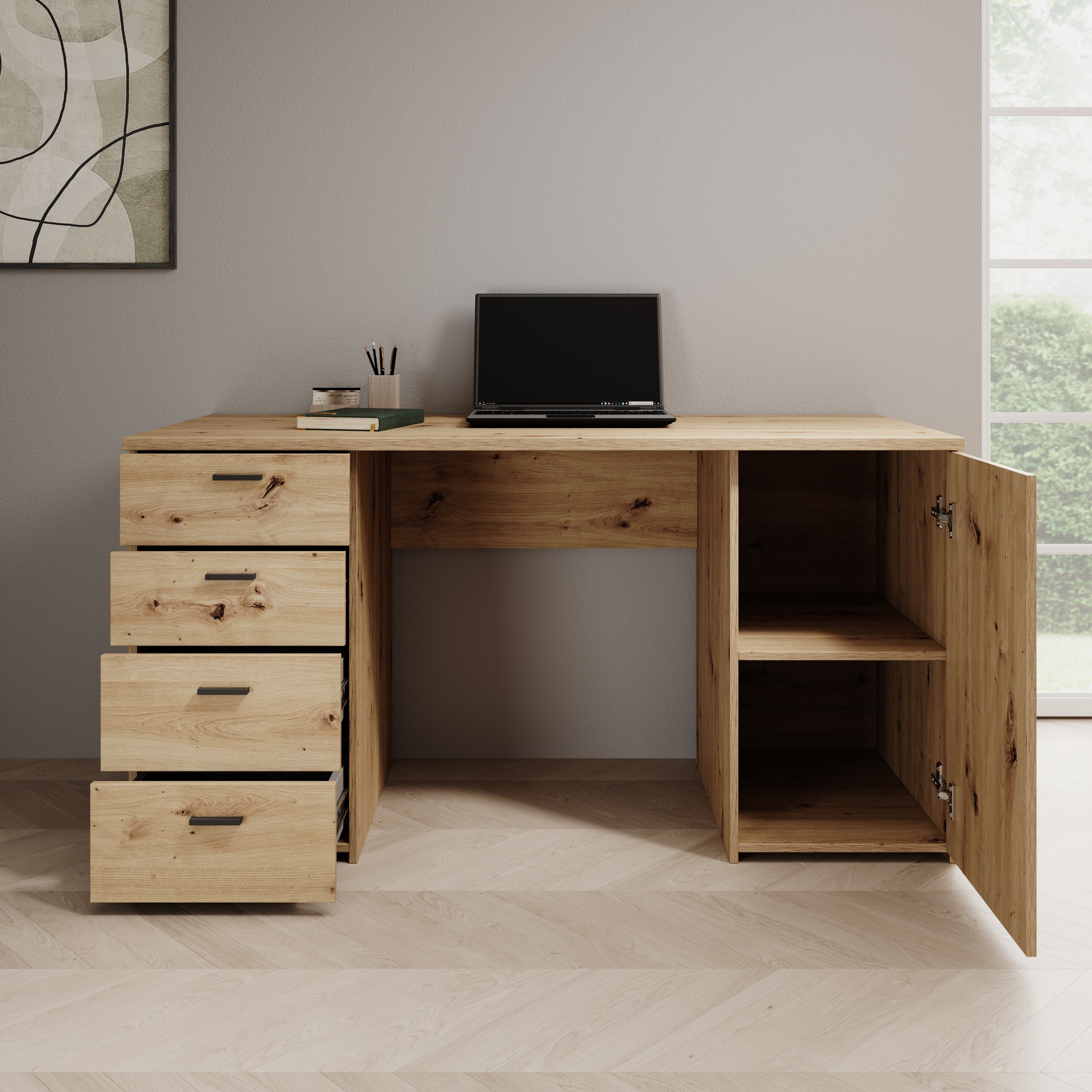 Glymp - Bureau - Eikenpatroon - 145x60x75 cm