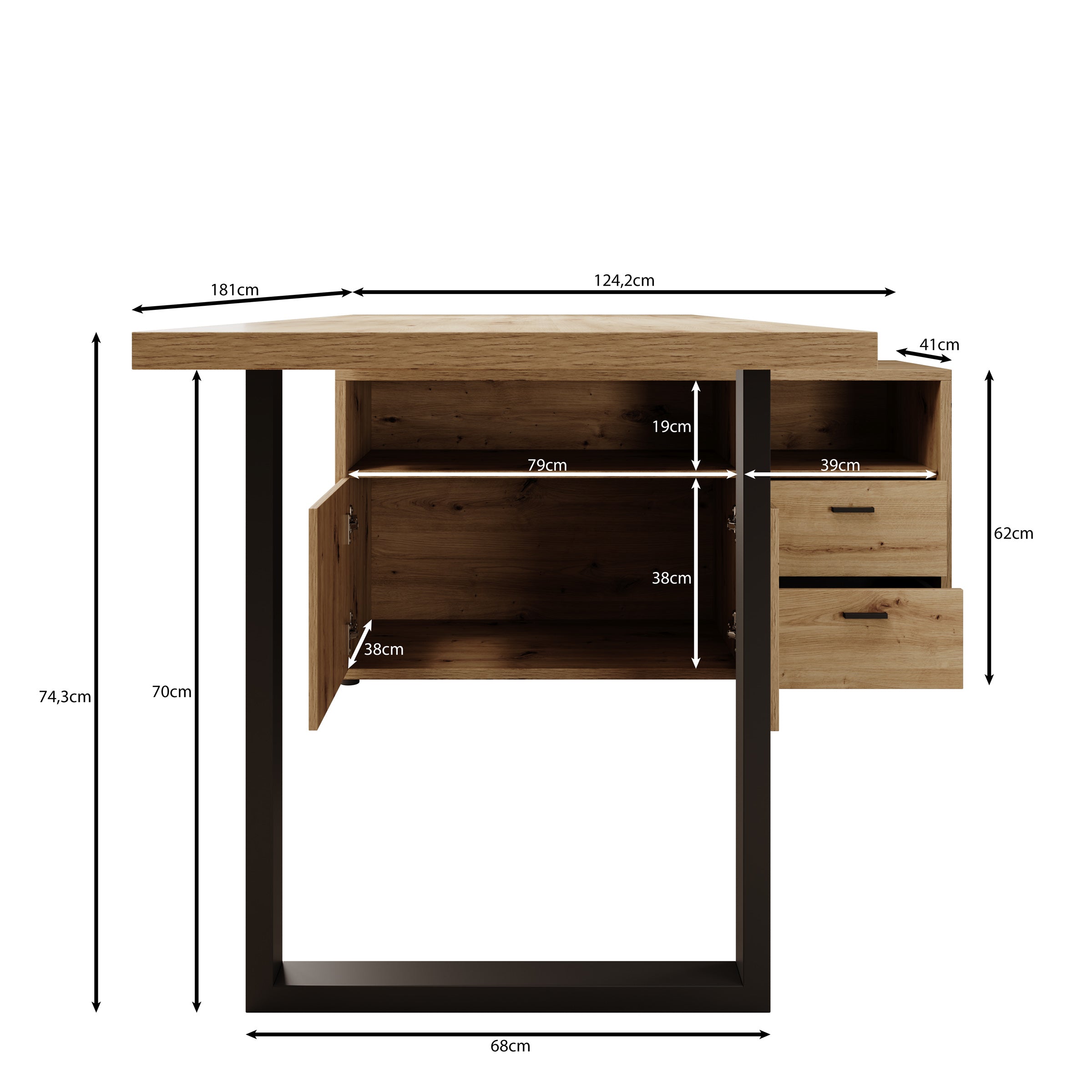 Glymp - Bureau - Eikenpatroon - 181x124x74 cm