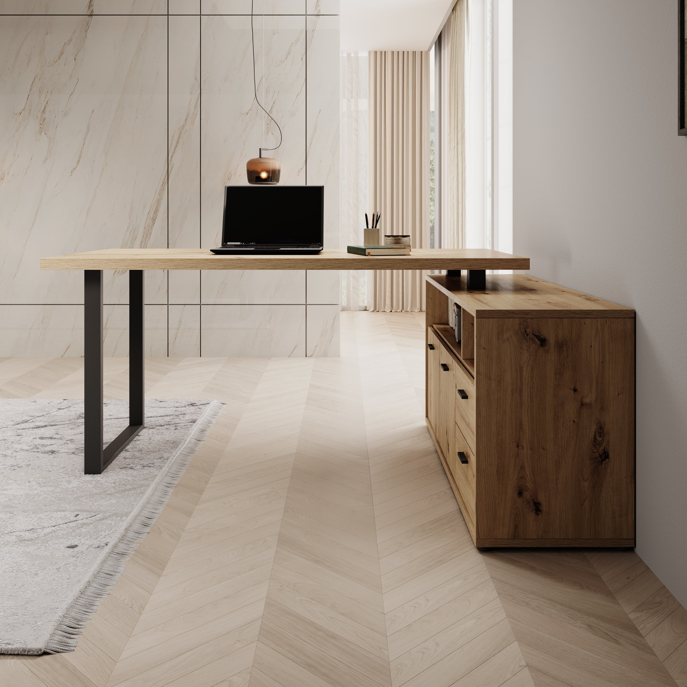 Glymp - Bureau - Eikenpatroon - 181x124x74 cm