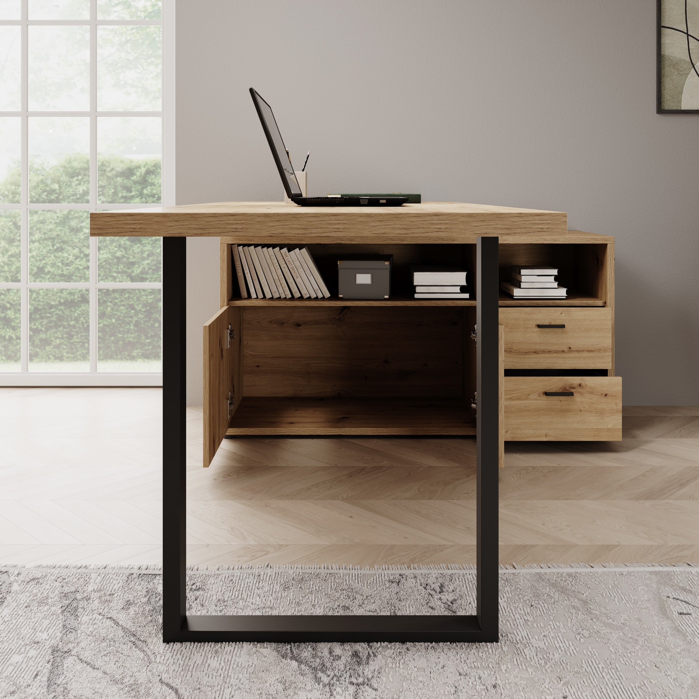 Glymp - Bureau - Eikenpatroon - 181x124x74 cm