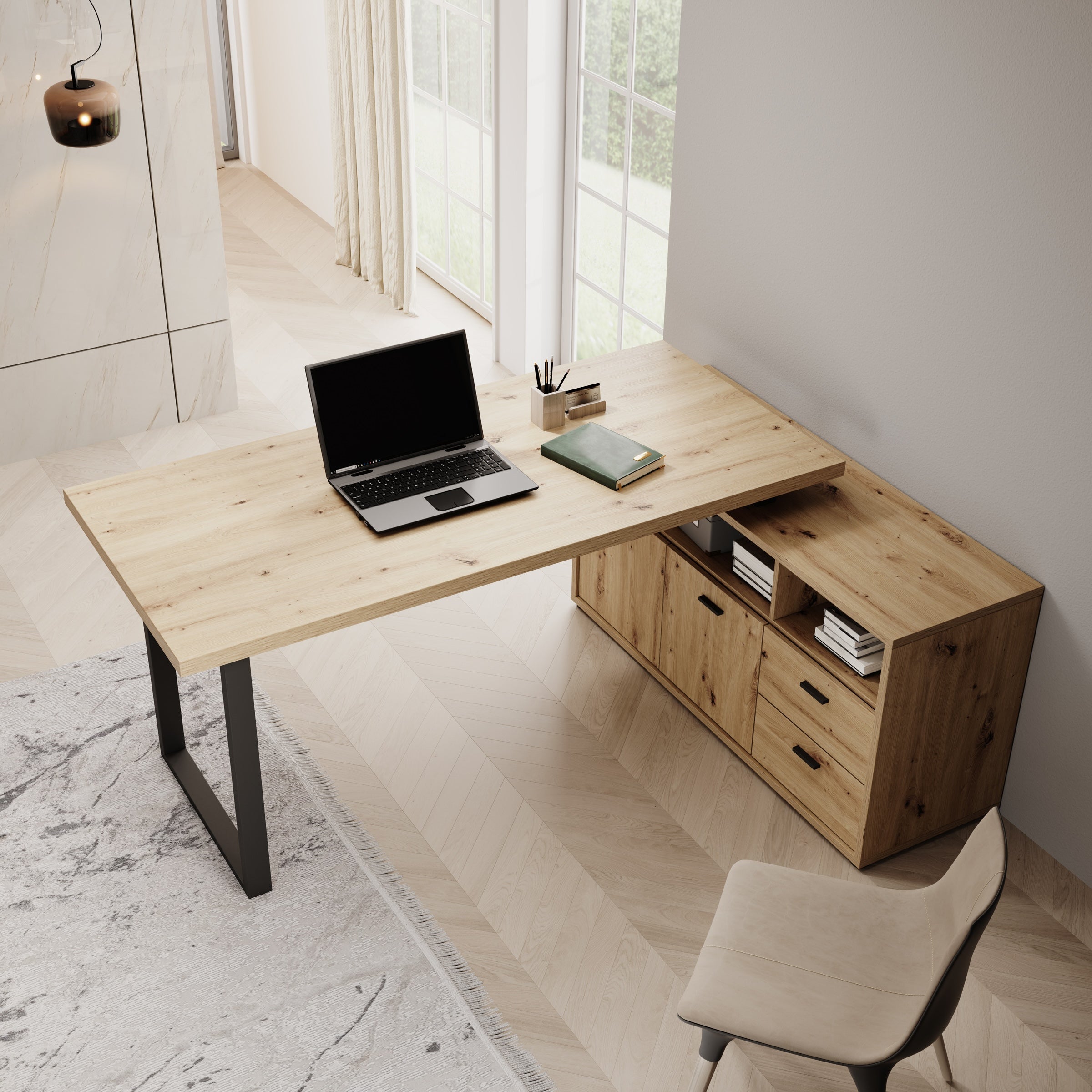 Glymp - Bureau - Eikenpatroon - 181x124x74 cm