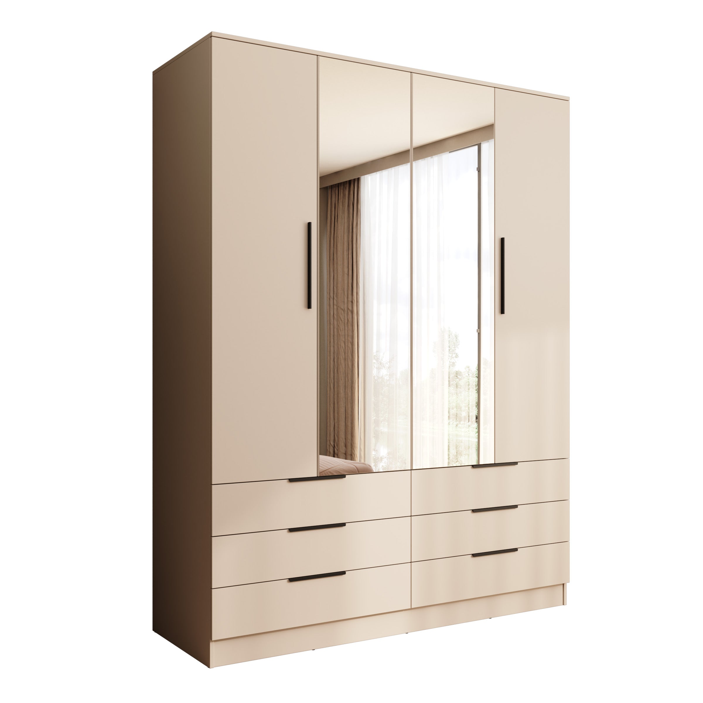 Goto - Kledingkast 4-deurs - Beige - 170x60x225 cm