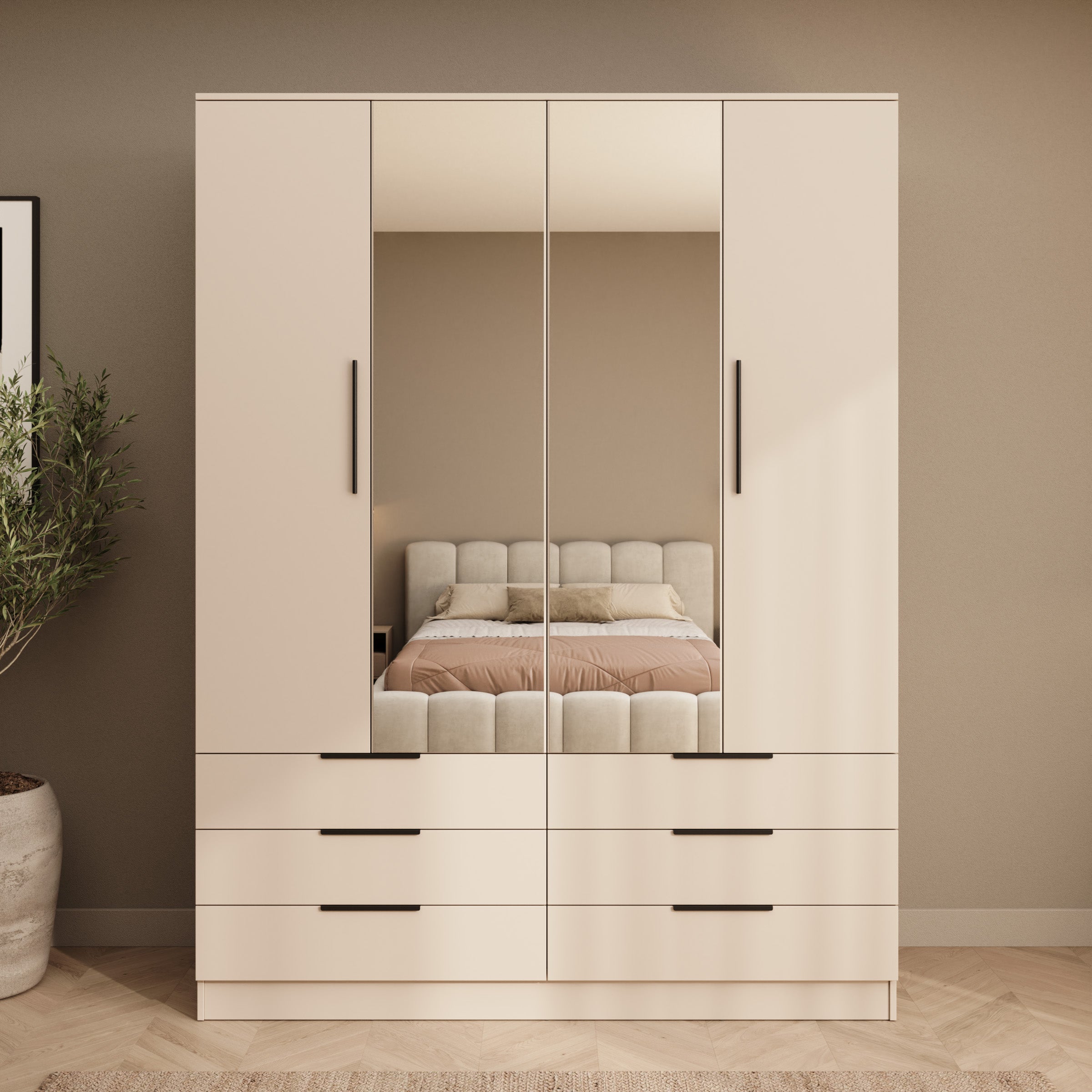Goto - Kledingkast 4-deurs - Beige - 170x60x225 cm