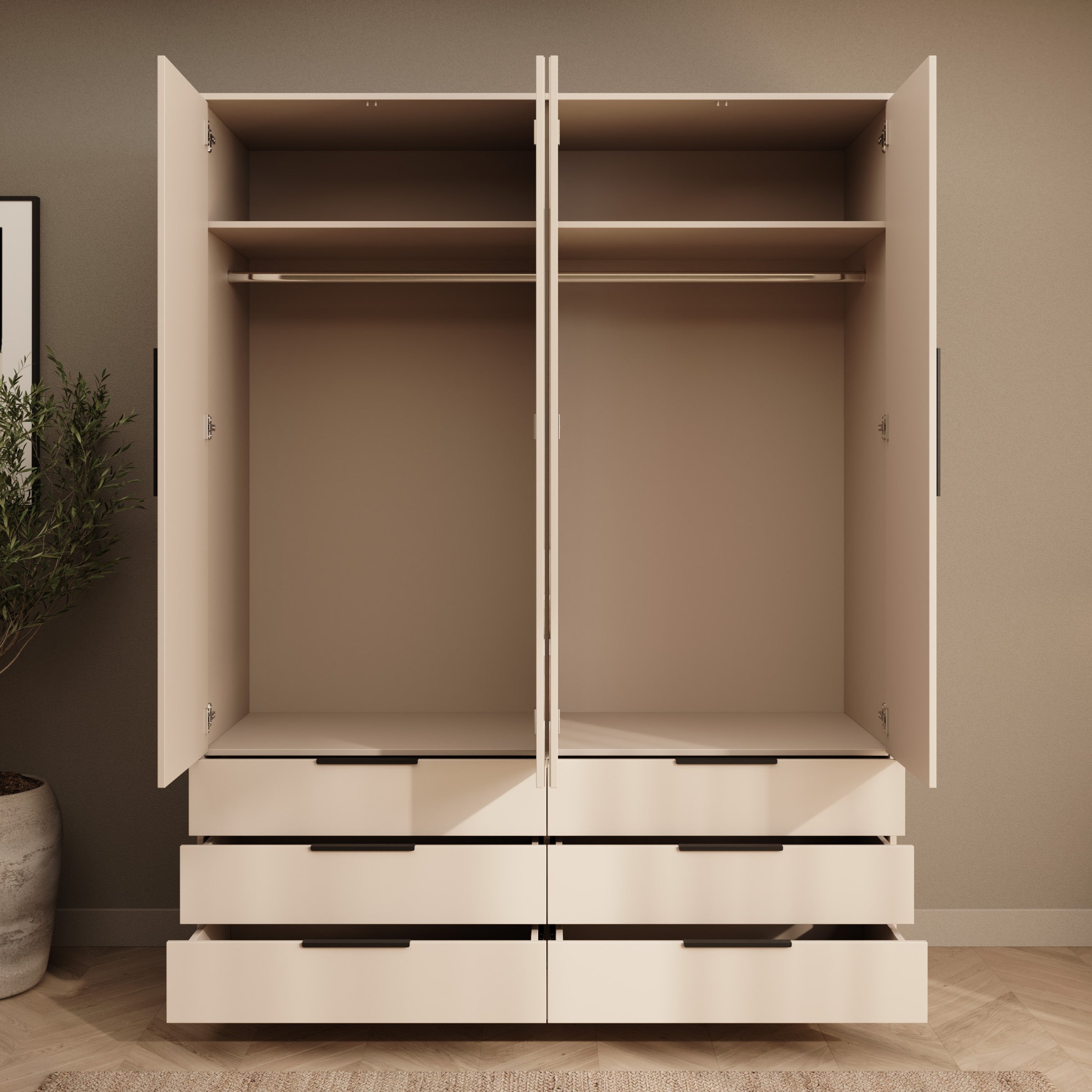 Goto - Kledingkast 4-deurs - Beige - 170x60x225 cm