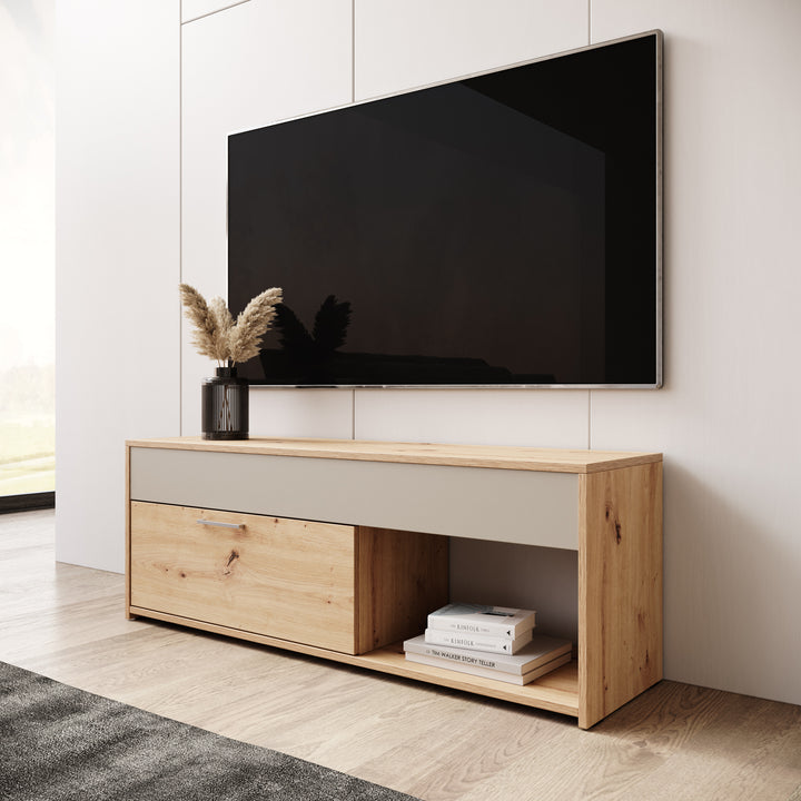 Gren - TV-Meubel - Eikenpatroon/Beige - 122x33x44 cm