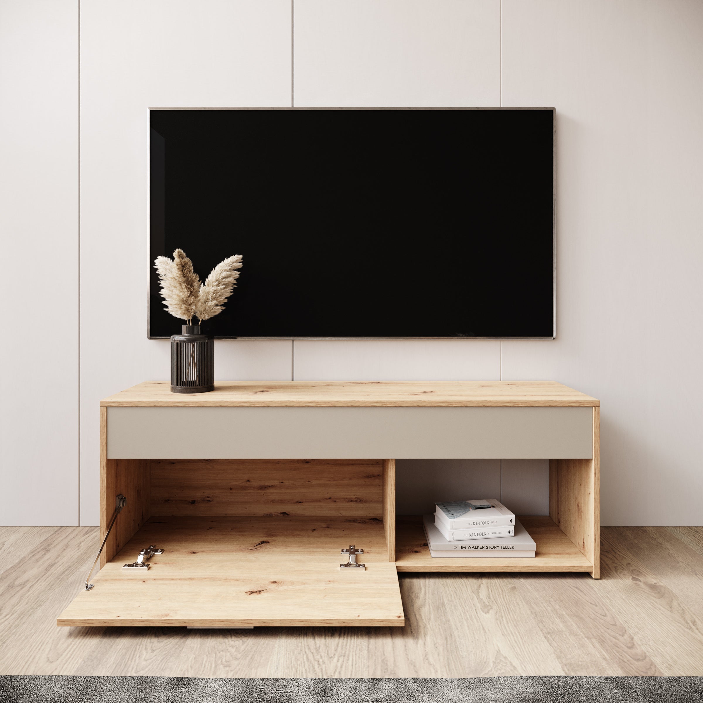 Gren - TV-Meubel - Eikenpatroon/Beige - 122x33x44 cm