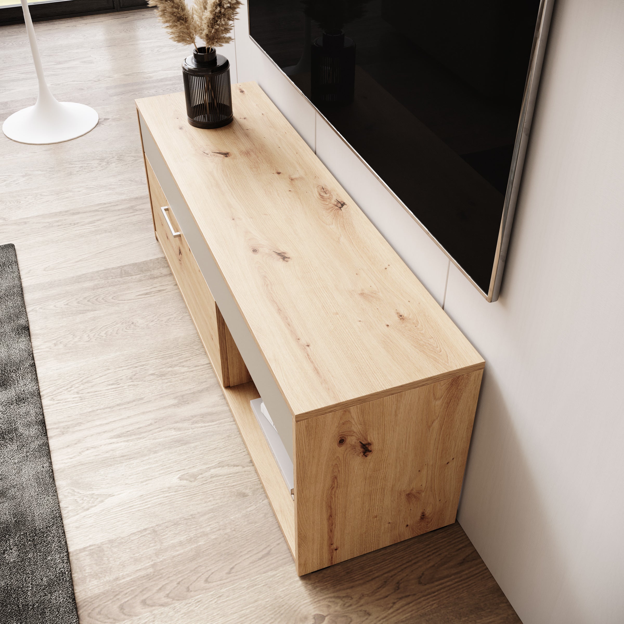 Gren - TV-Meubel - Eikenpatroon/Beige - 122x33x44 cm