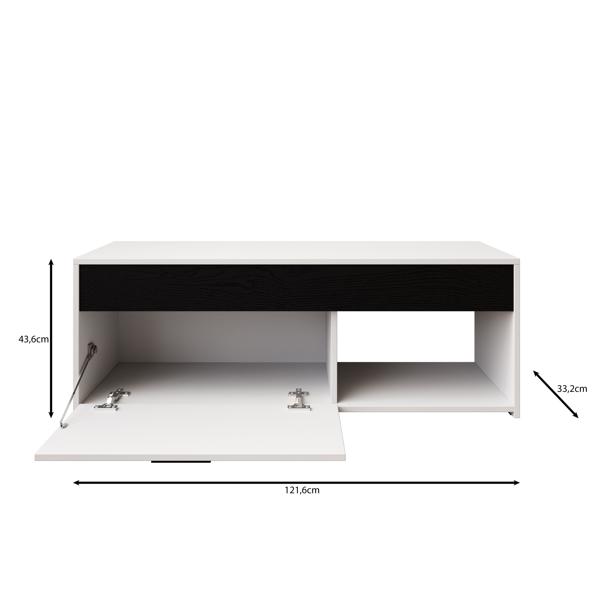 Gren - TV-Meubel - Wit/Zwart - 122x33x44 cm