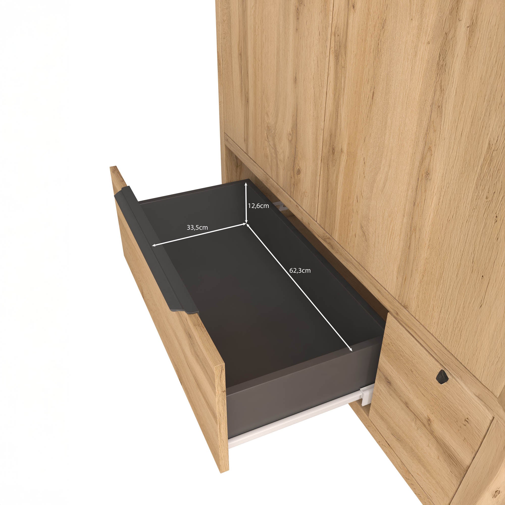 Harlow - Kledingkast 3-deurs - Eiken - 145x60x210 cm